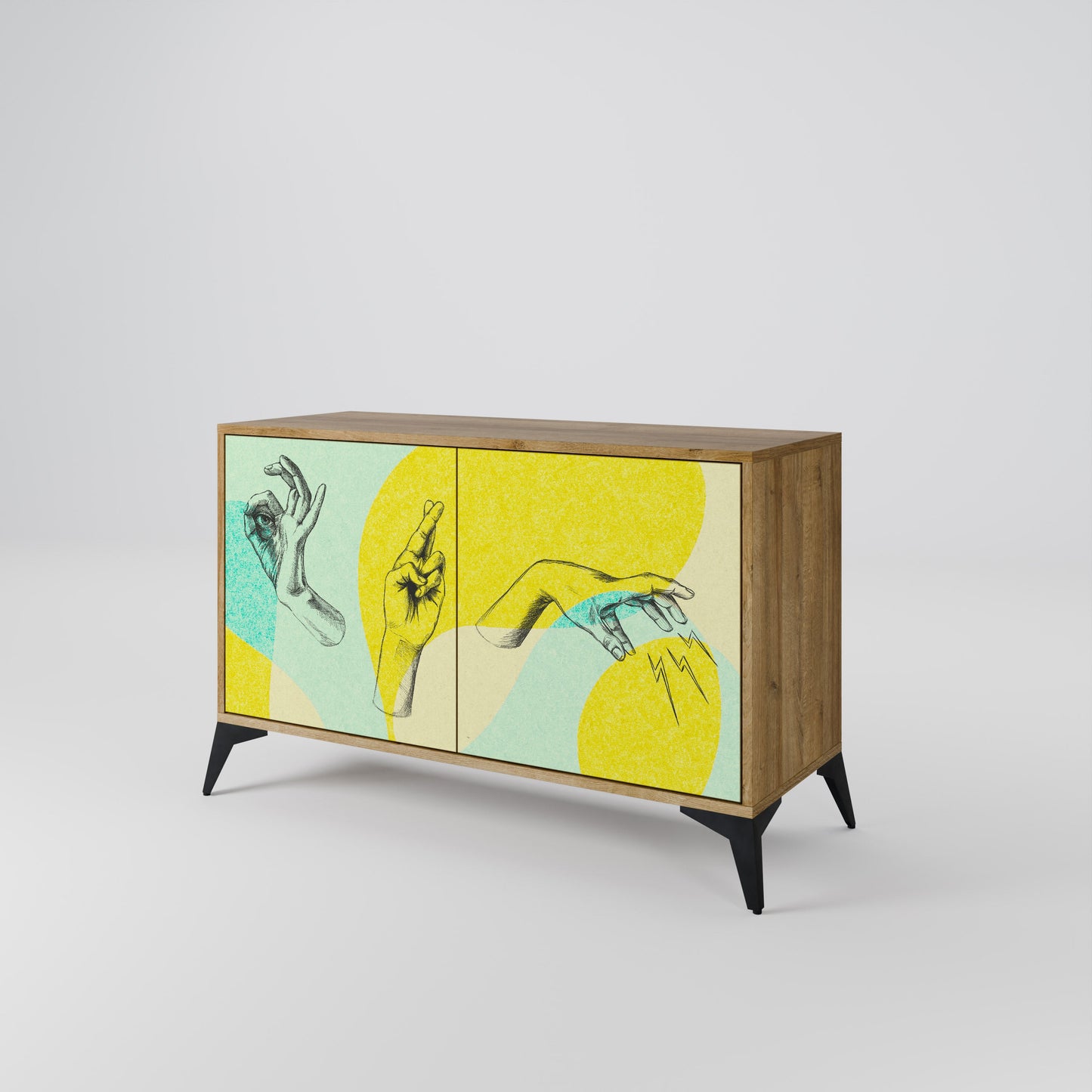 BODY LANGUAGE Credenza a 2 ante in effetto rovere