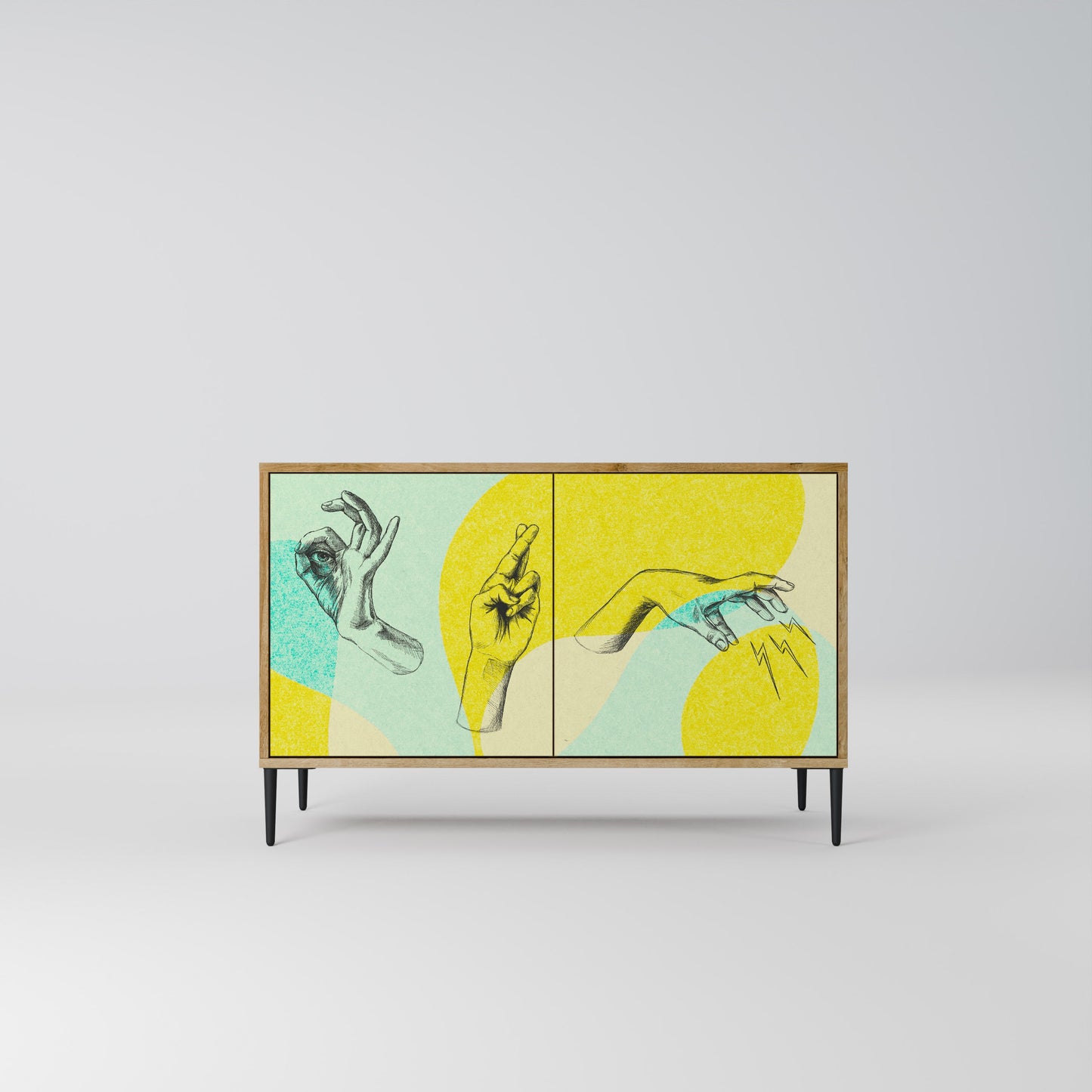 BODY LANGUAGE Credenza a 2 ante in effetto rovere
