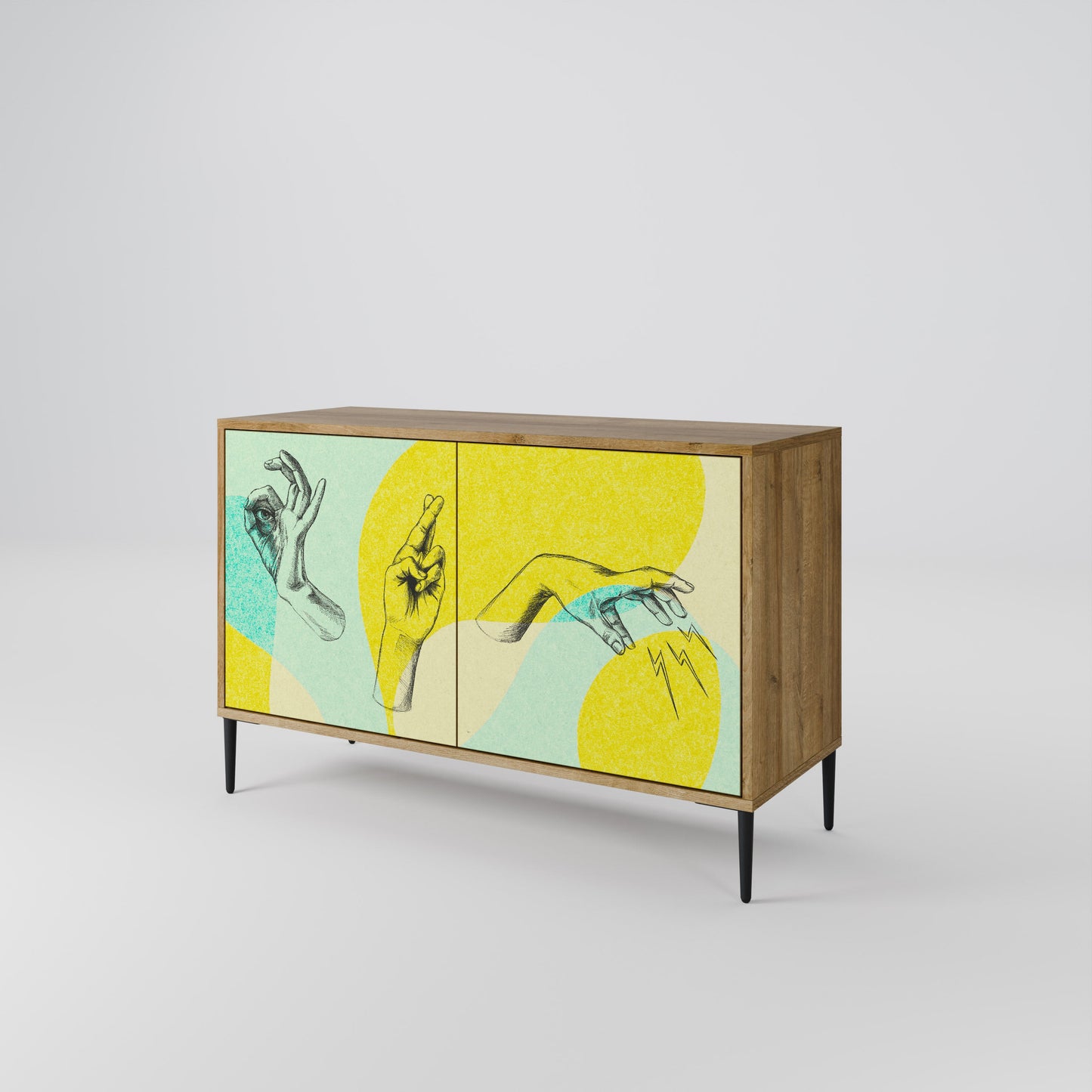 BODY LANGUAGE Credenza a 2 ante in effetto rovere