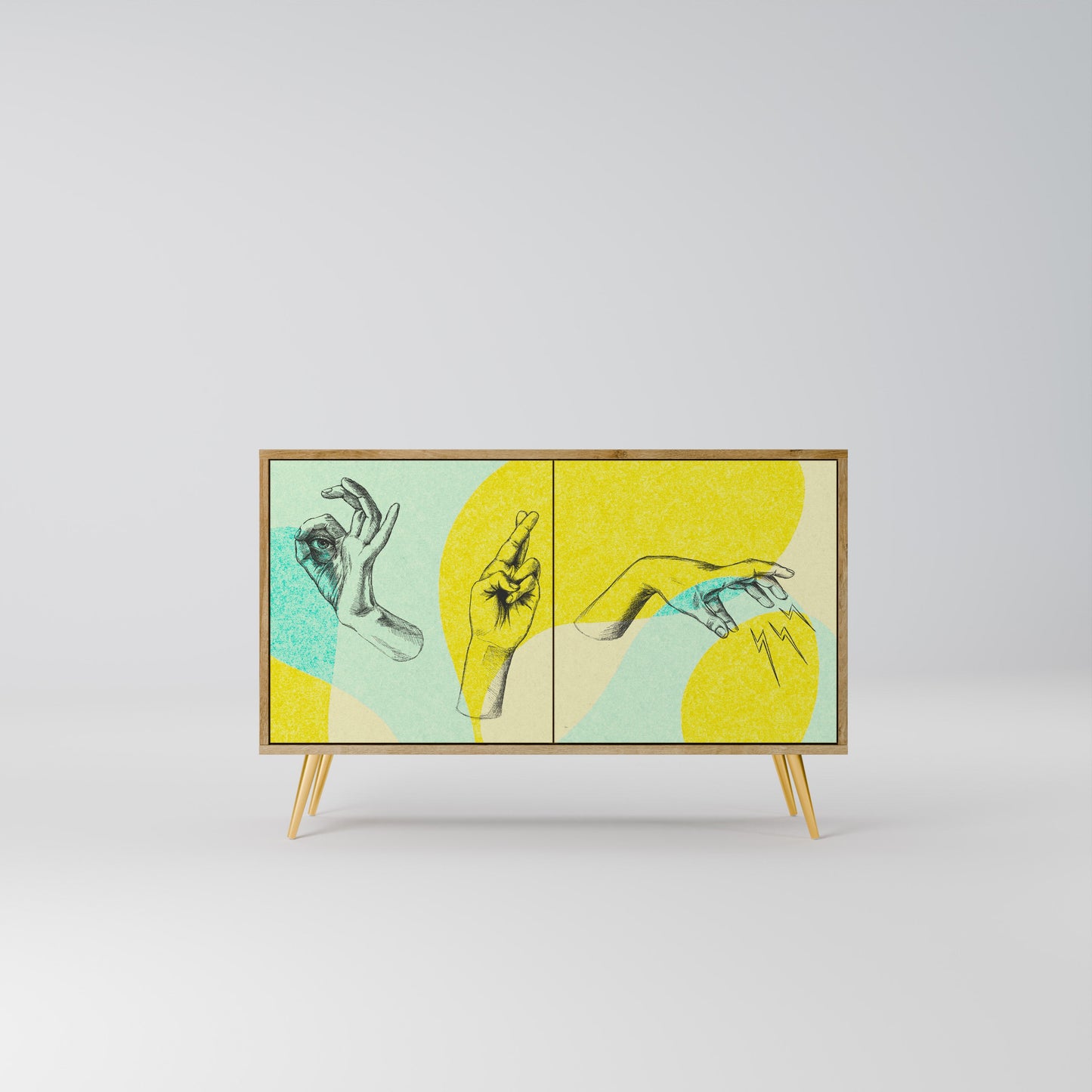 BODY LANGUAGE Credenza a 2 ante in effetto rovere
