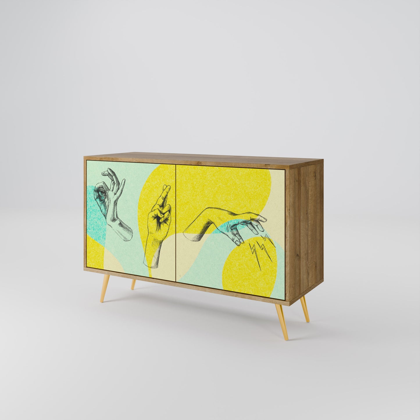 BODY LANGUAGE Credenza a 2 ante in effetto rovere