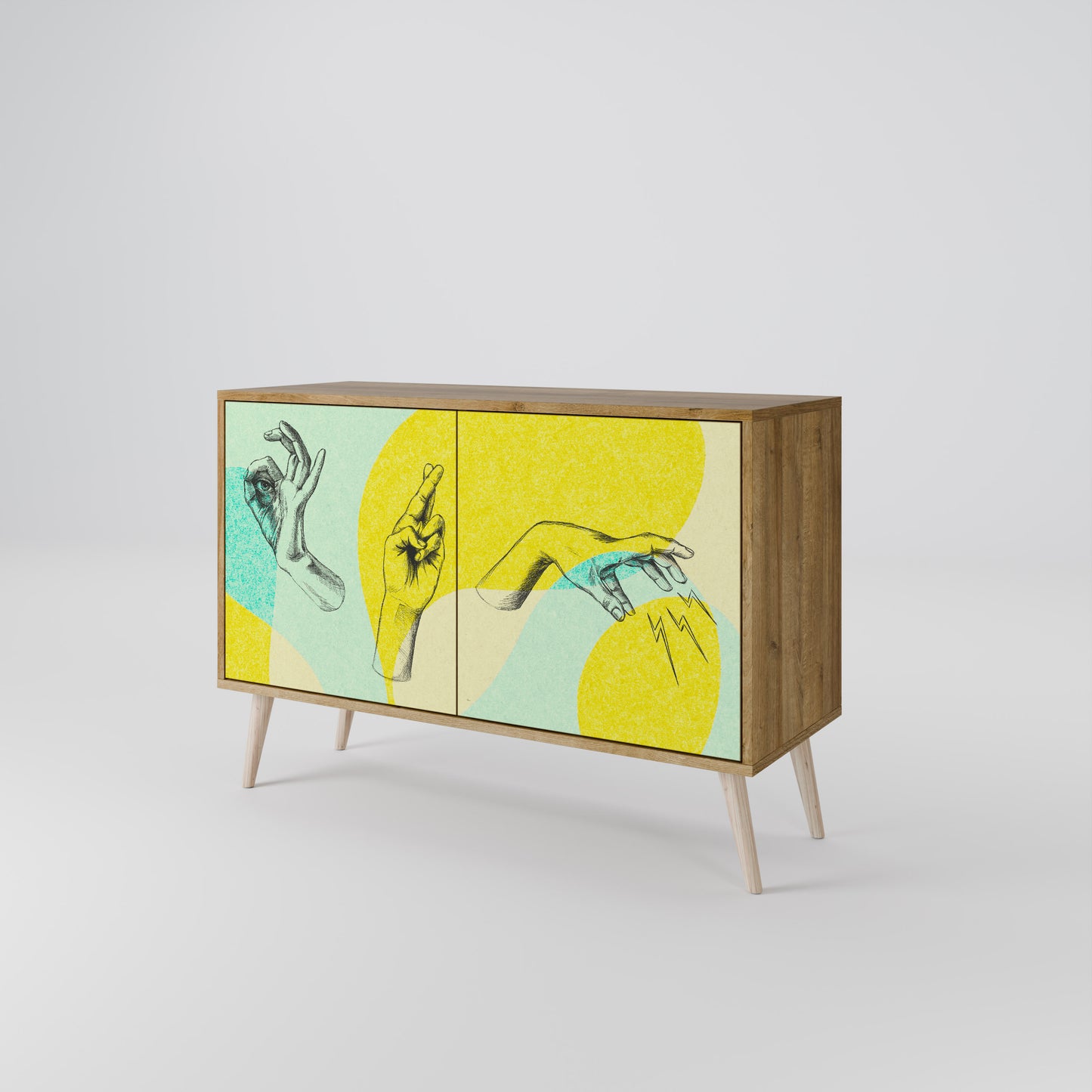 BODY LANGUAGE Credenza a 2 ante in effetto rovere