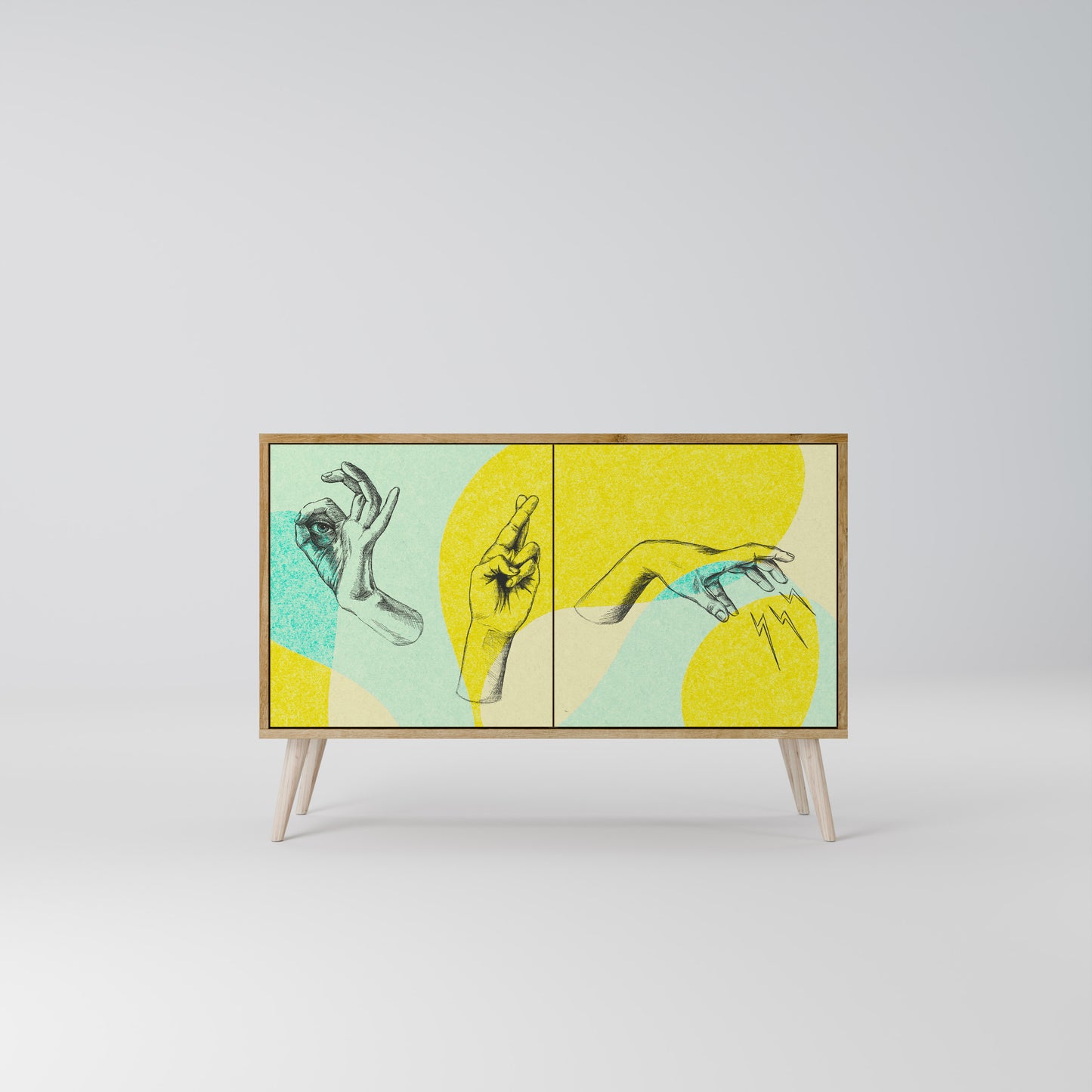 BODY LANGUAGE Credenza a 2 ante in effetto rovere
