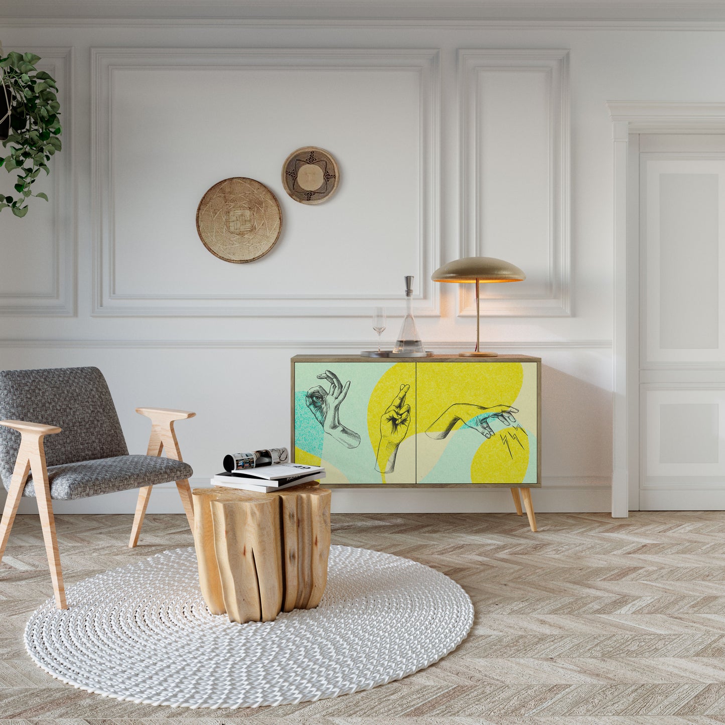 BODY LANGUAGE Credenza a 2 ante in effetto rovere