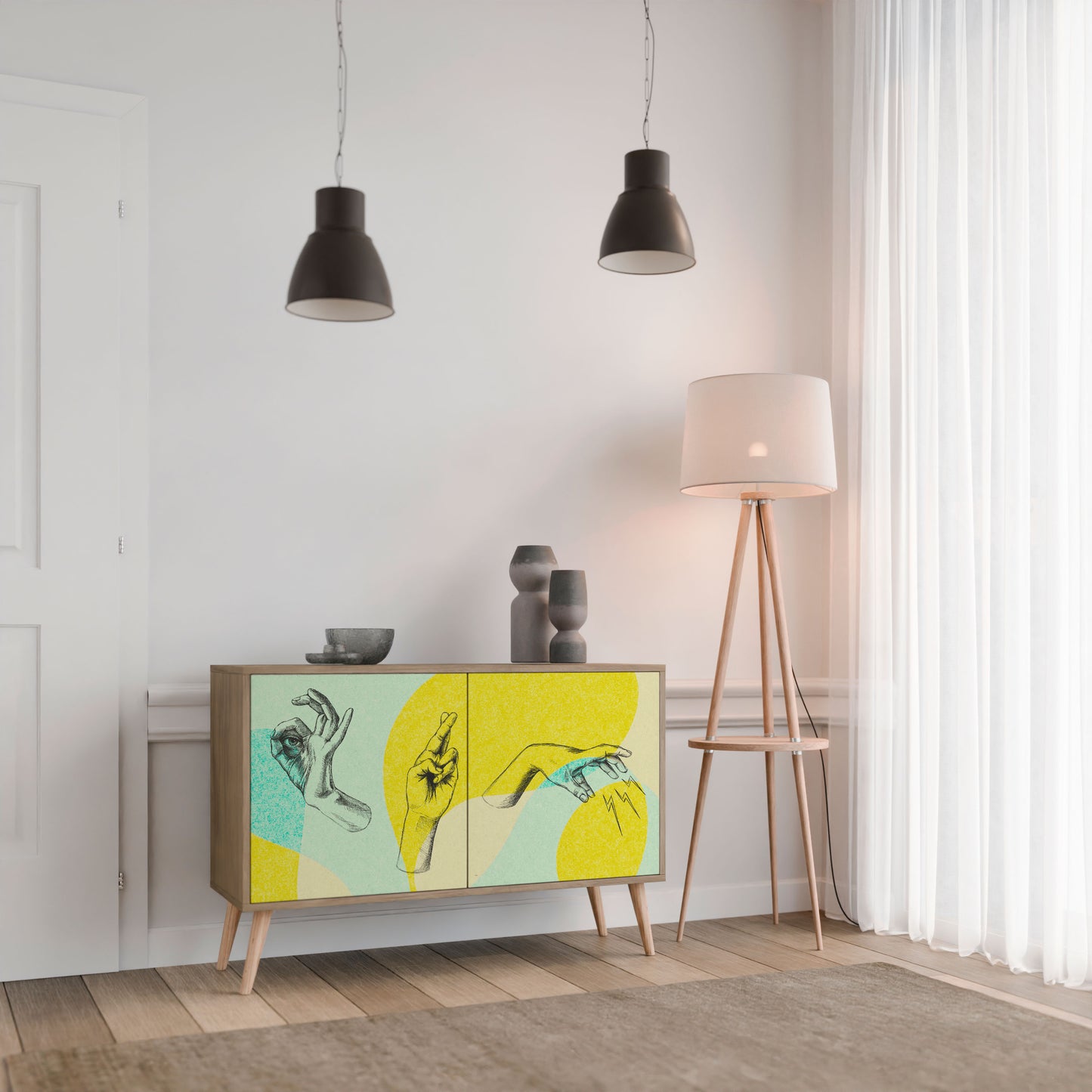 BODY LANGUAGE Credenza a 2 ante in effetto rovere