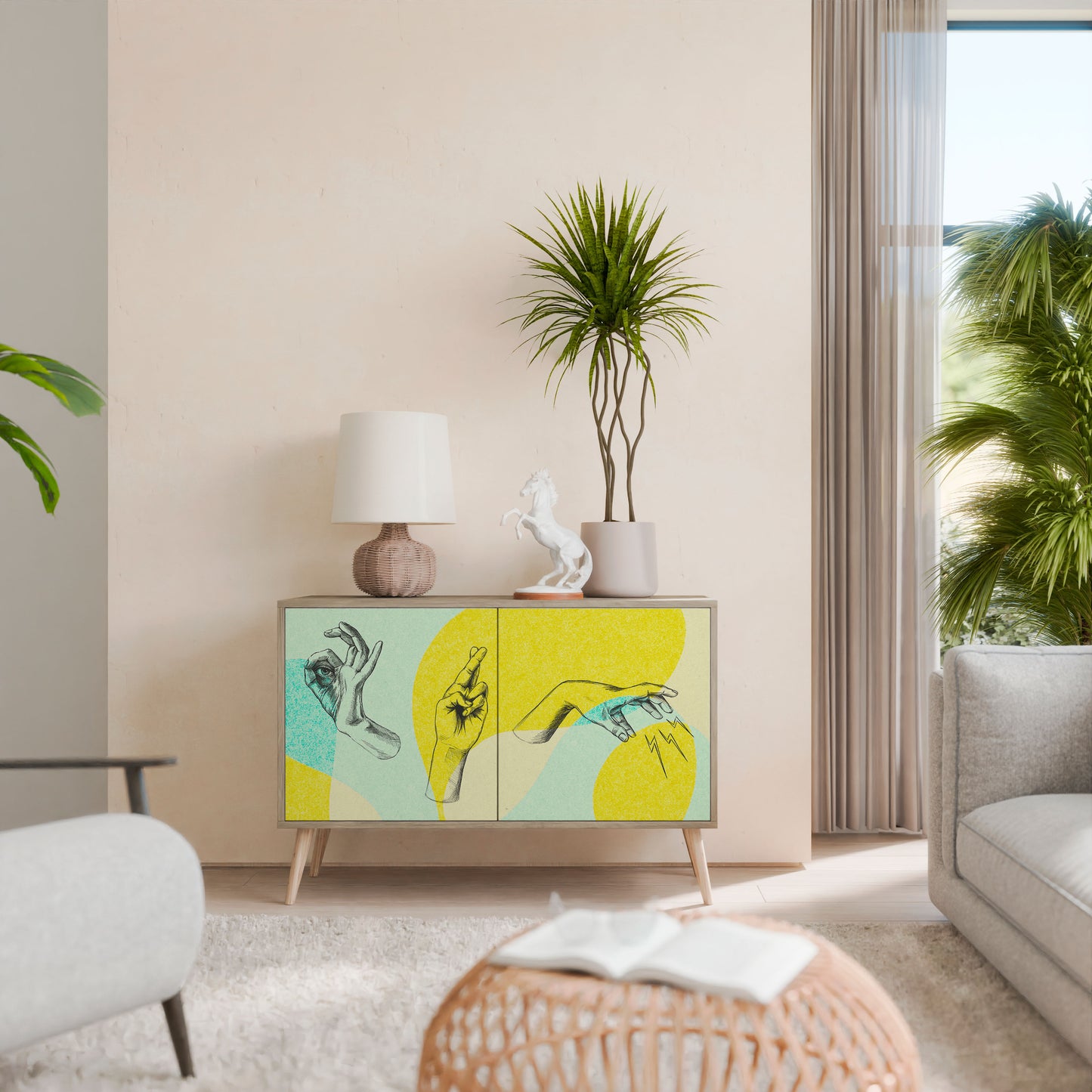BODY LANGUAGE Credenza a 2 ante in effetto rovere