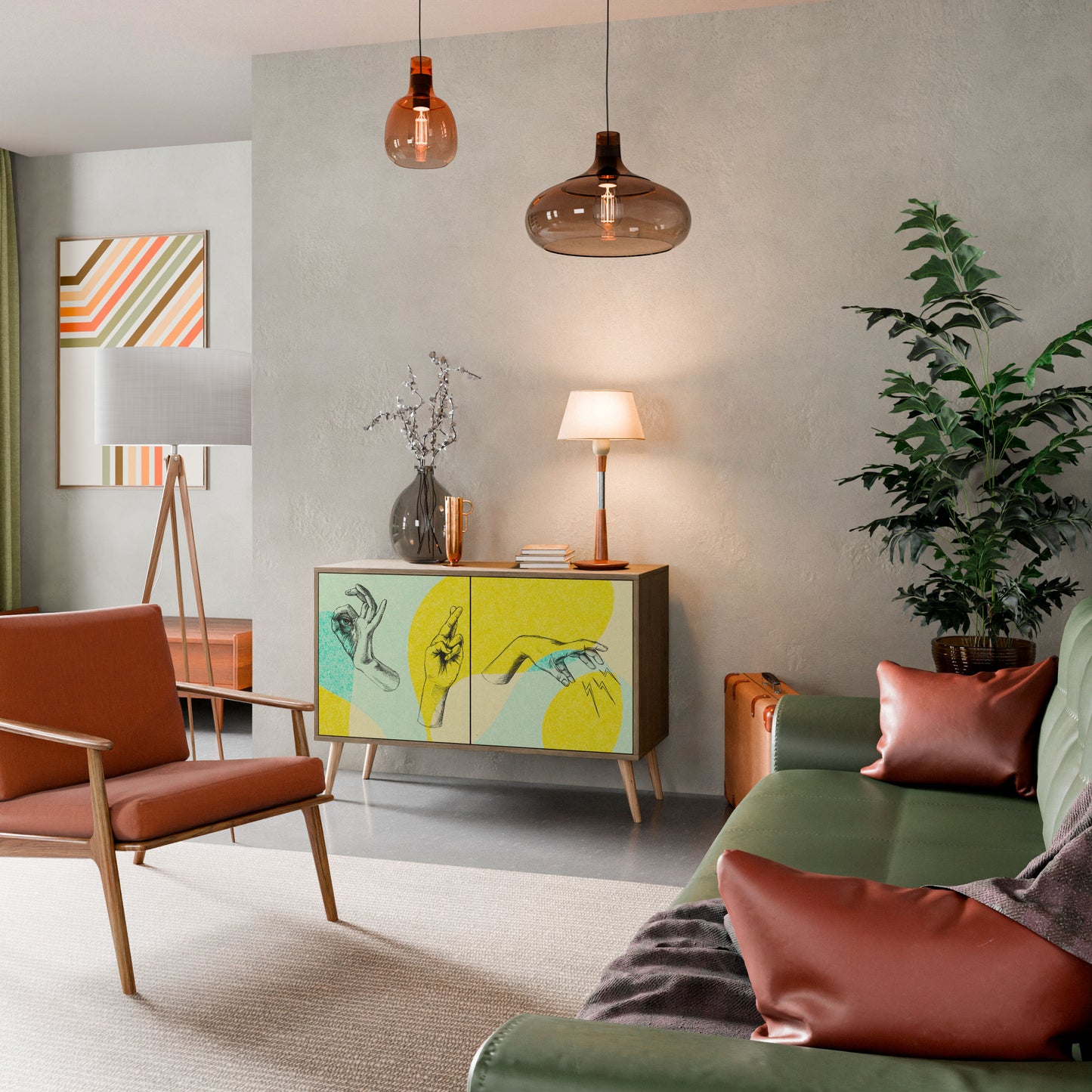 BODY LANGUAGE Credenza a 2 ante in effetto rovere