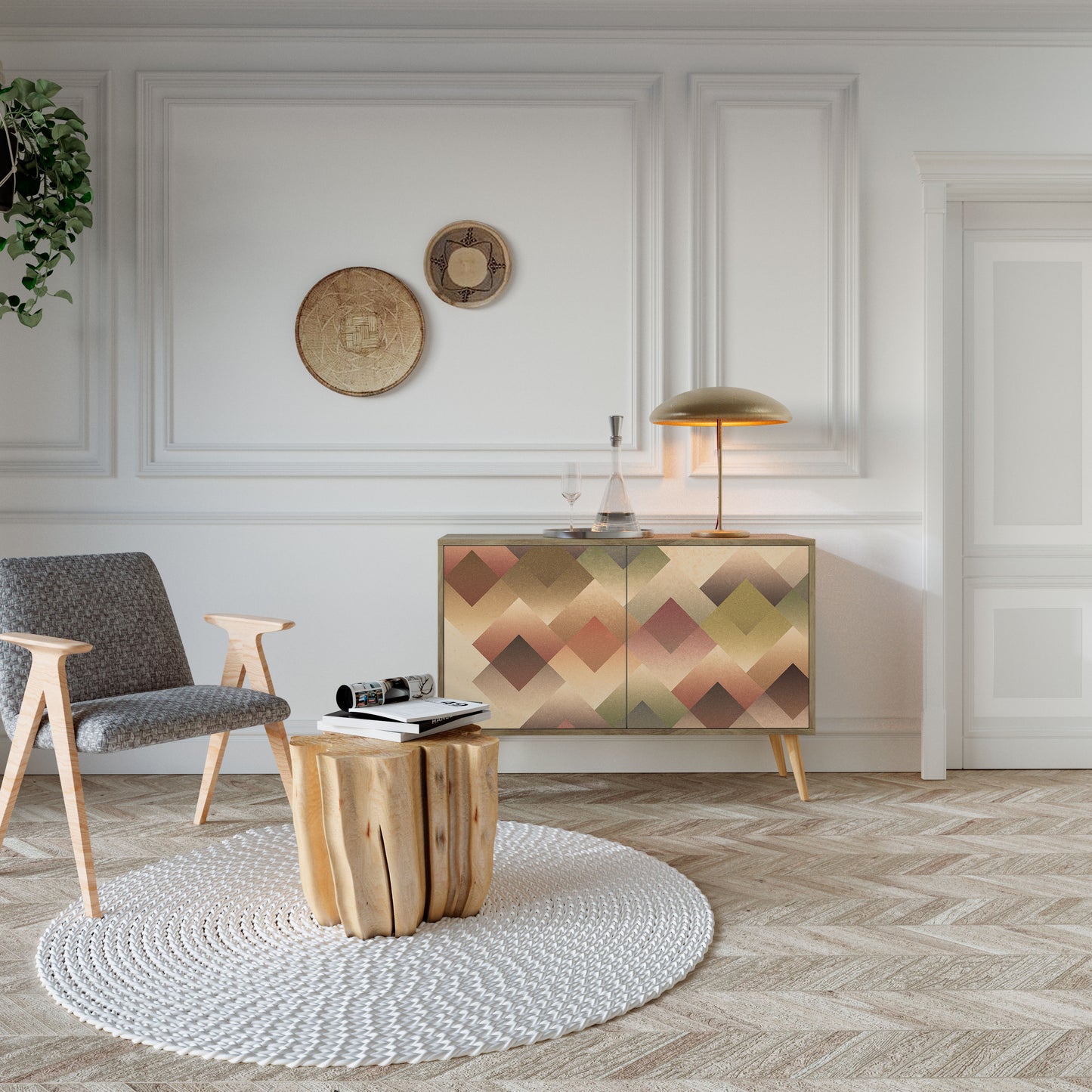 Credenza a 2 ante GEOMETRIC FUSION in effetto rovere