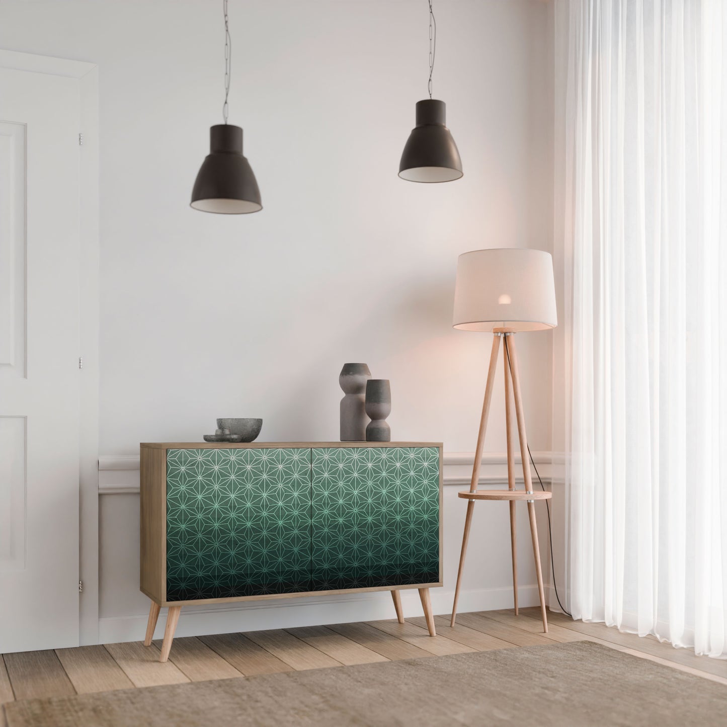 Credenza ORNAMENTAL GLIMMER a 2 ante in effetto rovere