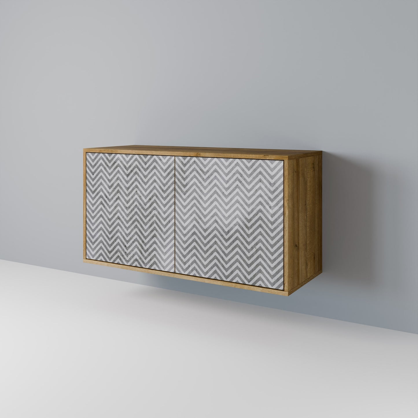 Credenza CONCRETE ZIG ZAG a 2 ante in effetto rovere