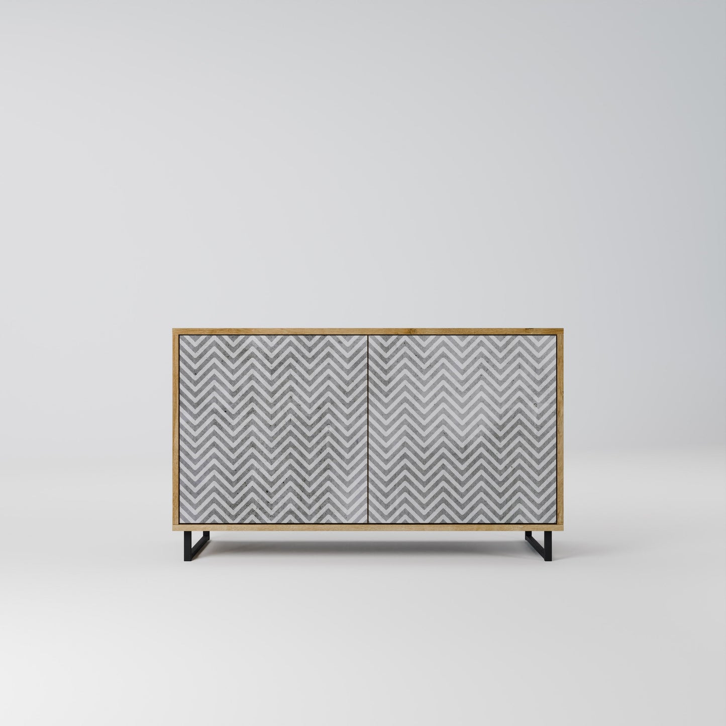 Credenza CONCRETE ZIG ZAG a 2 ante in effetto rovere