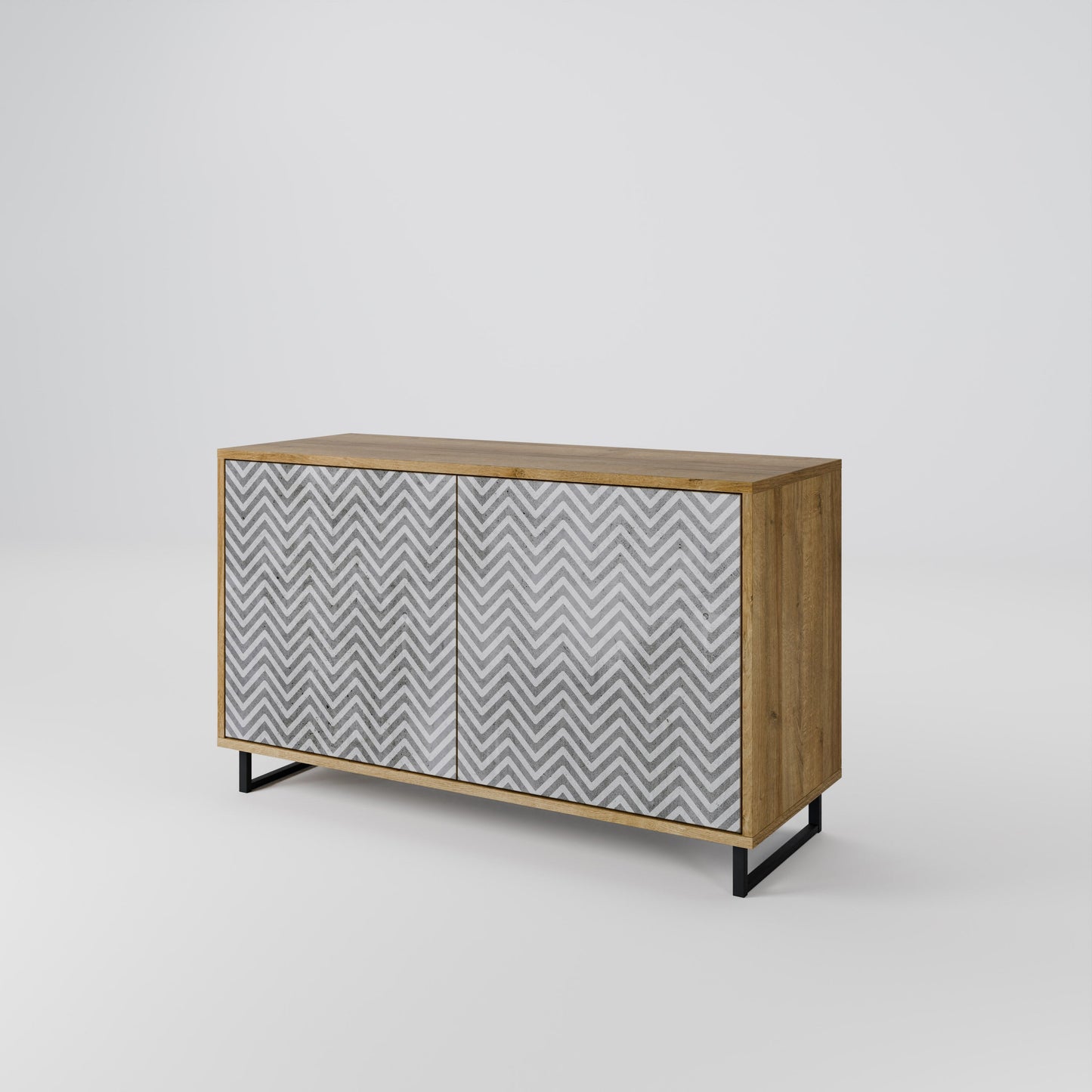 Credenza CONCRETE ZIG ZAG a 2 ante in effetto rovere