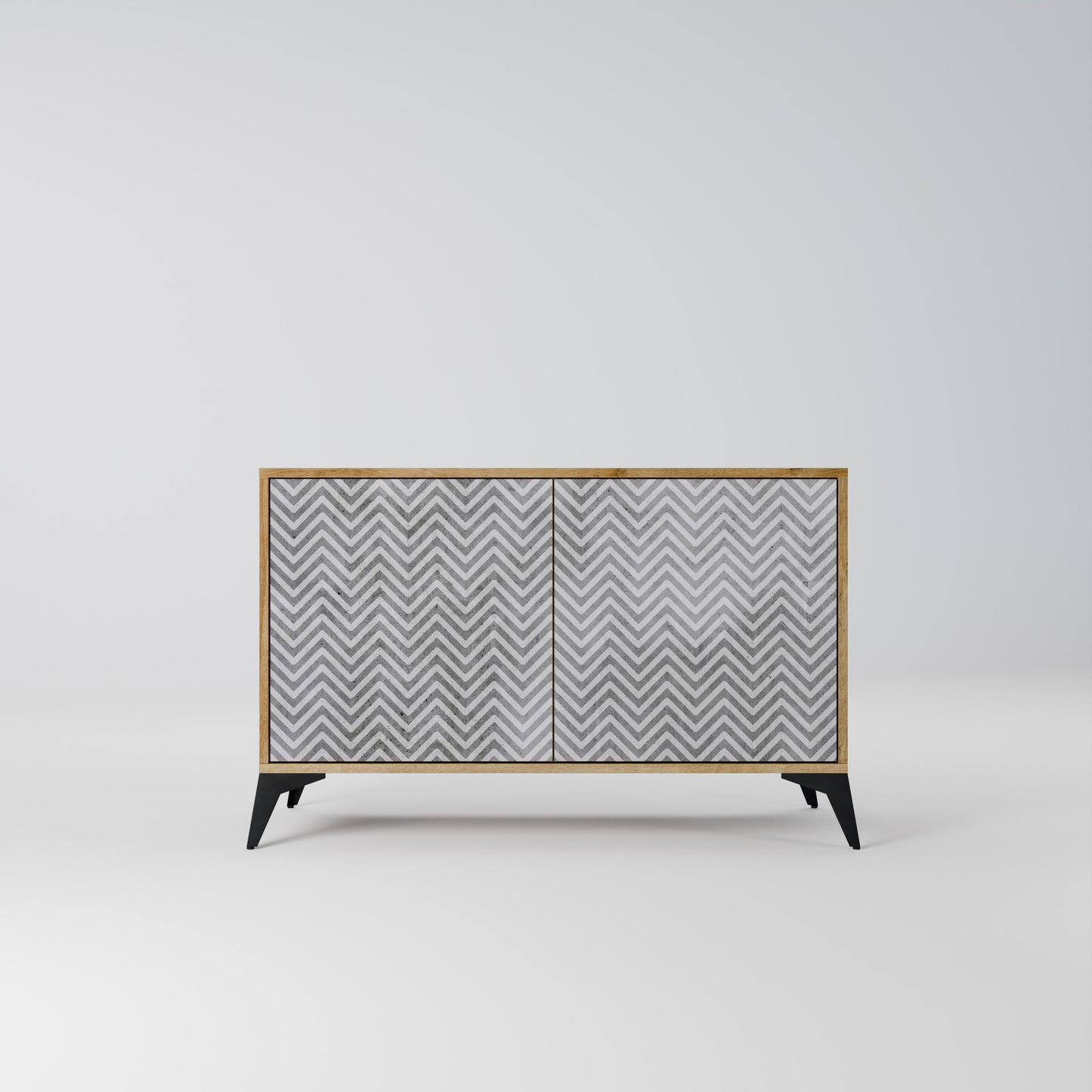 Credenza CONCRETE ZIG ZAG a 2 ante in effetto rovere