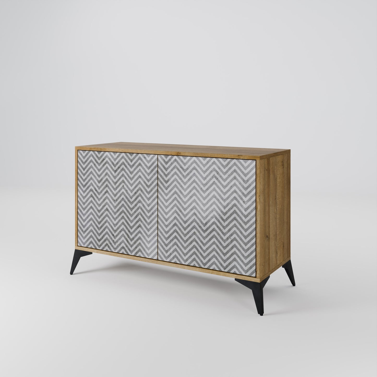 Credenza CONCRETE ZIG ZAG a 2 ante in effetto rovere