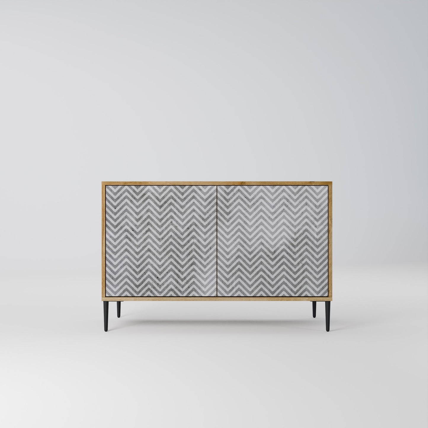 Credenza CONCRETE ZIG ZAG a 2 ante in effetto rovere