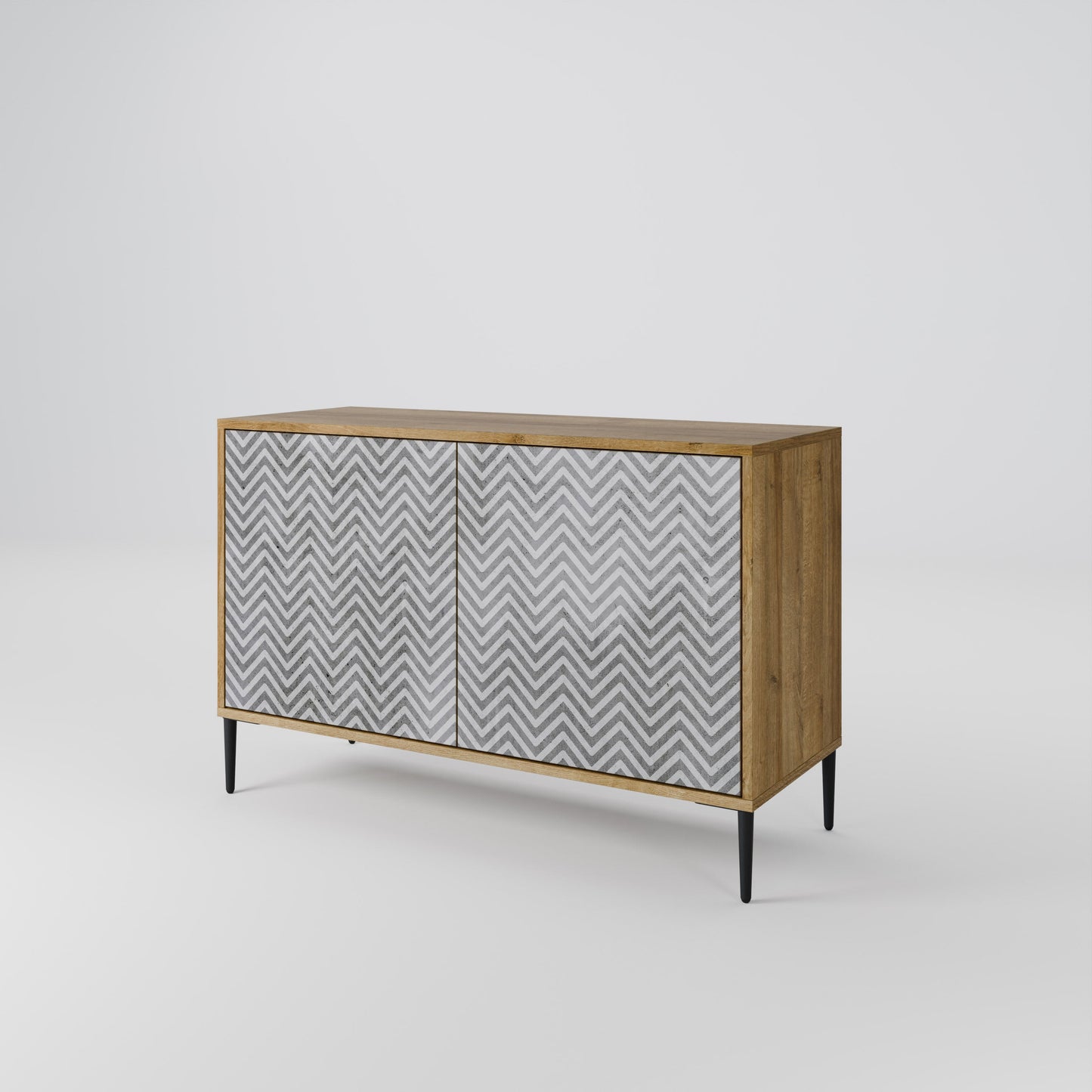 Credenza CONCRETE ZIG ZAG a 2 ante in effetto rovere