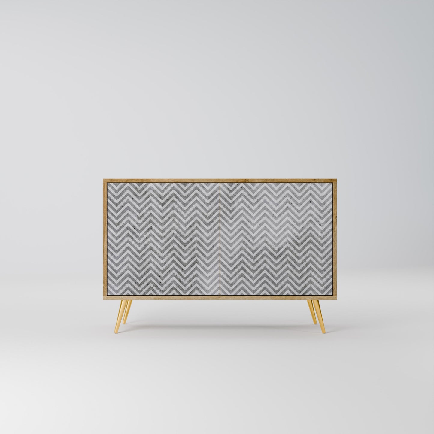 Credenza CONCRETE ZIG ZAG a 2 ante in effetto rovere