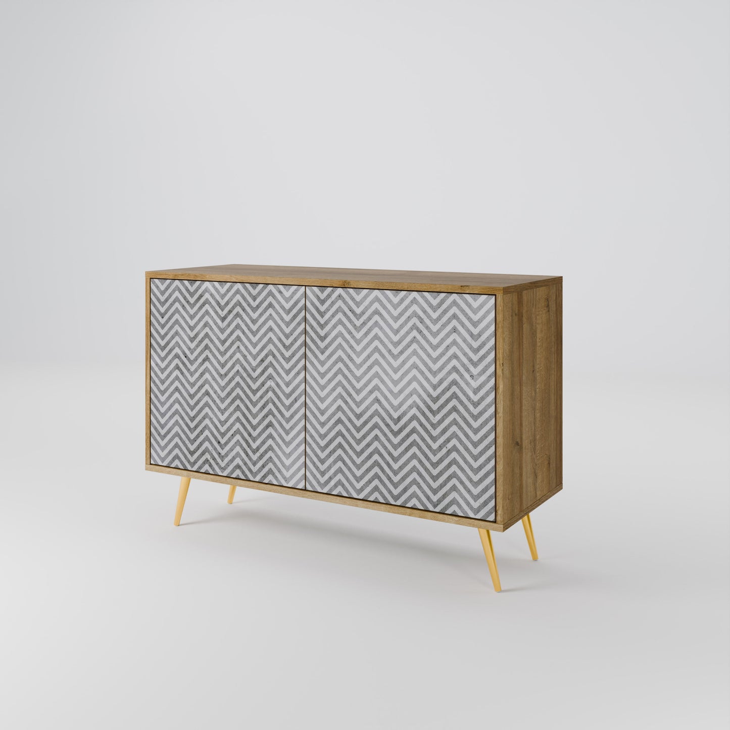 Credenza CONCRETE ZIG ZAG a 2 ante in effetto rovere