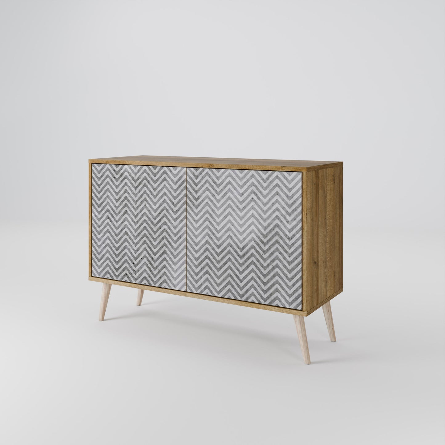 Credenza CONCRETE ZIG ZAG a 2 ante in effetto rovere