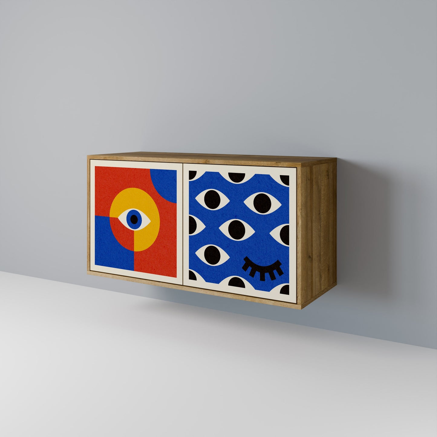 Credenza a 2 ante GEOMETRIC EYES in effetto rovere