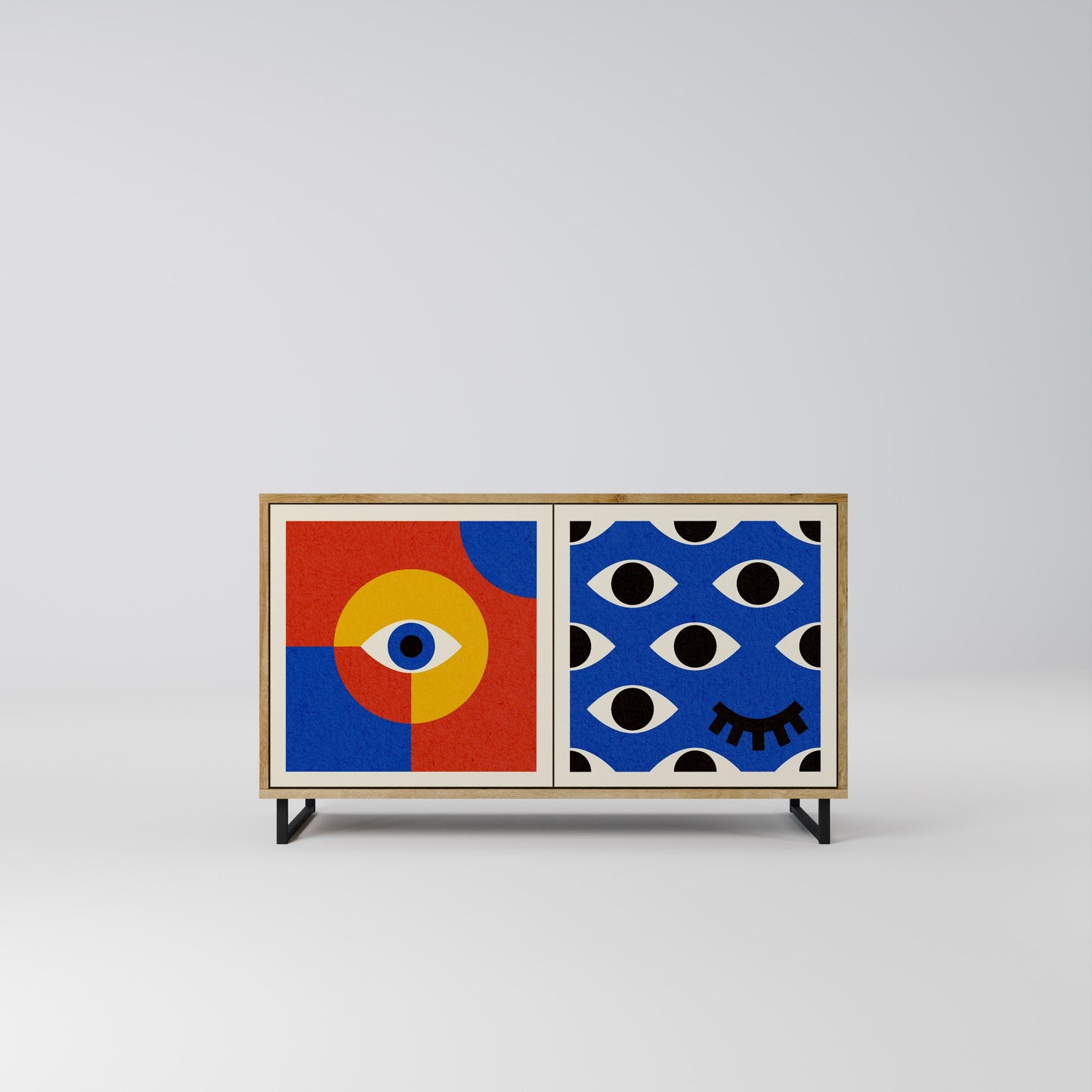Credenza a 2 ante GEOMETRIC EYES in effetto rovere