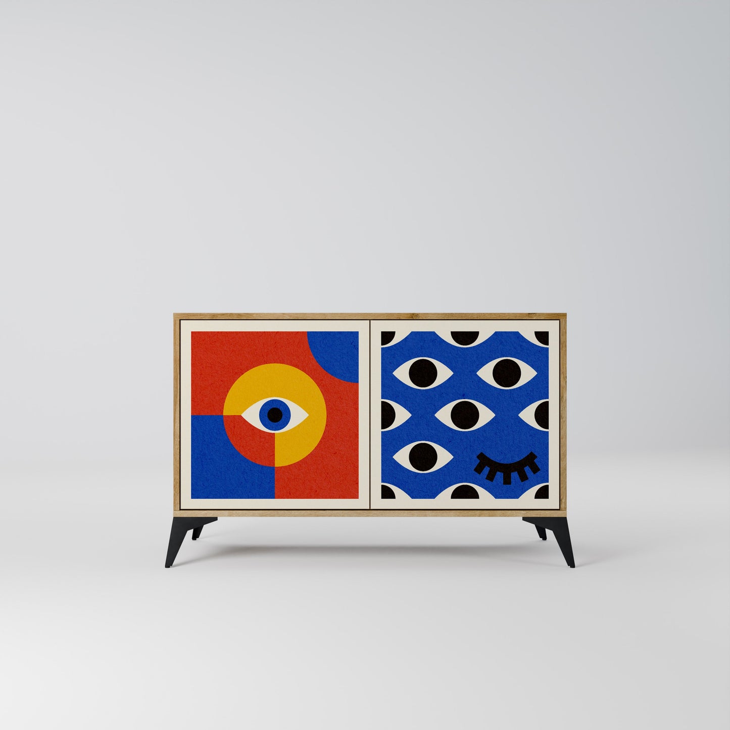 Credenza a 2 ante GEOMETRIC EYES in effetto rovere