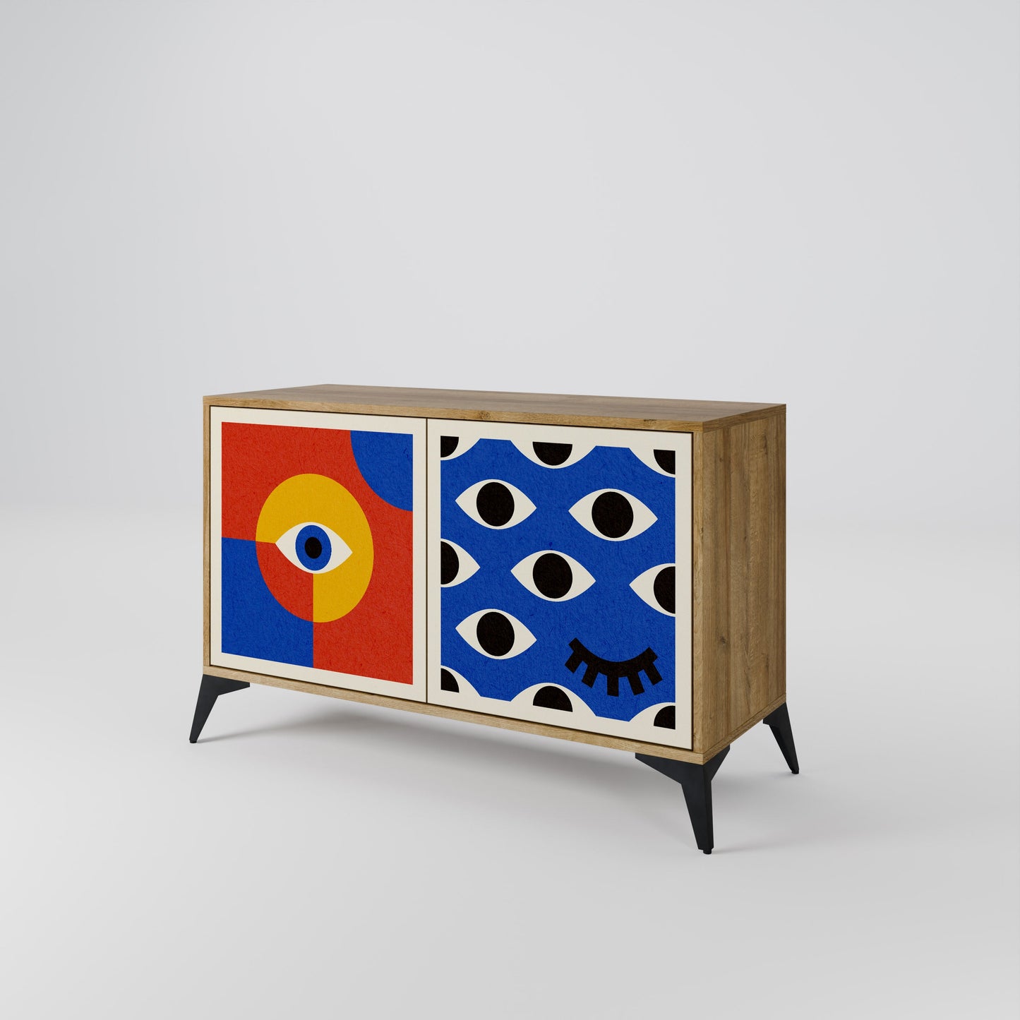 Credenza a 2 ante GEOMETRIC EYES in effetto rovere