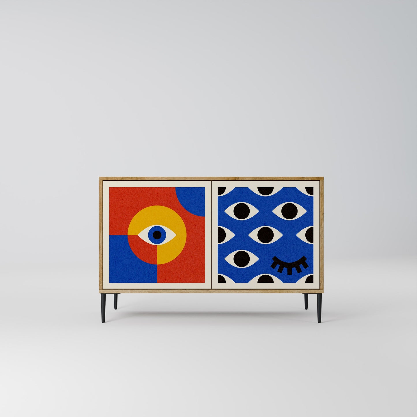 Credenza a 2 ante GEOMETRIC EYES in effetto rovere
