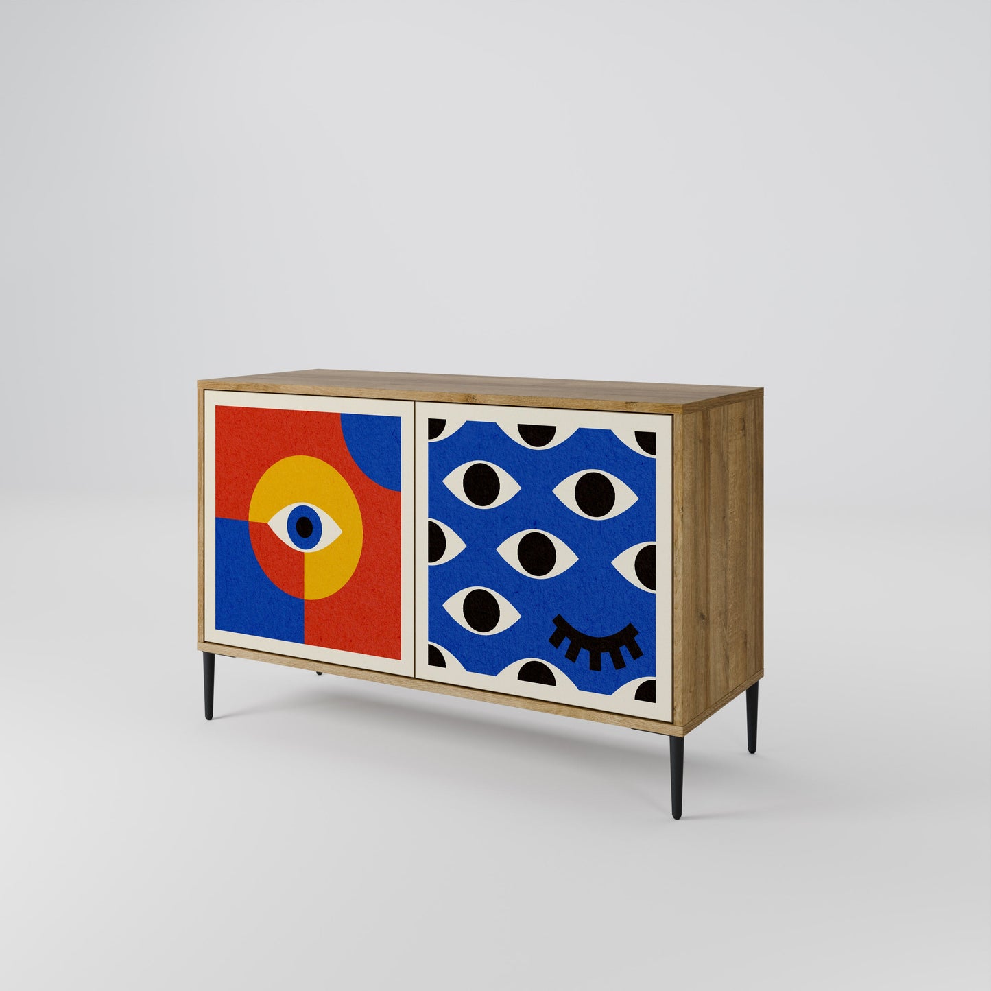 Credenza a 2 ante GEOMETRIC EYES in effetto rovere