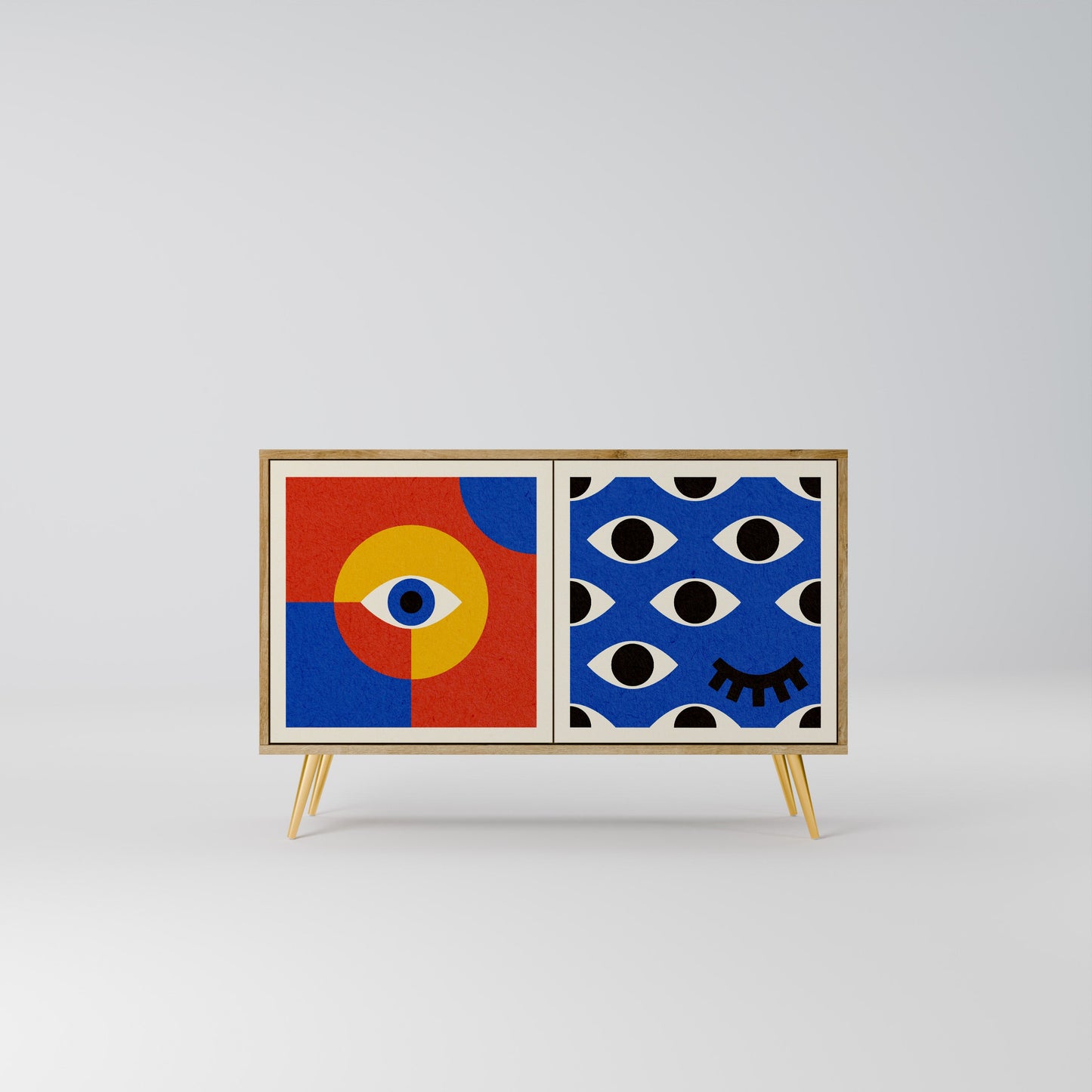 Credenza a 2 ante GEOMETRIC EYES in effetto rovere