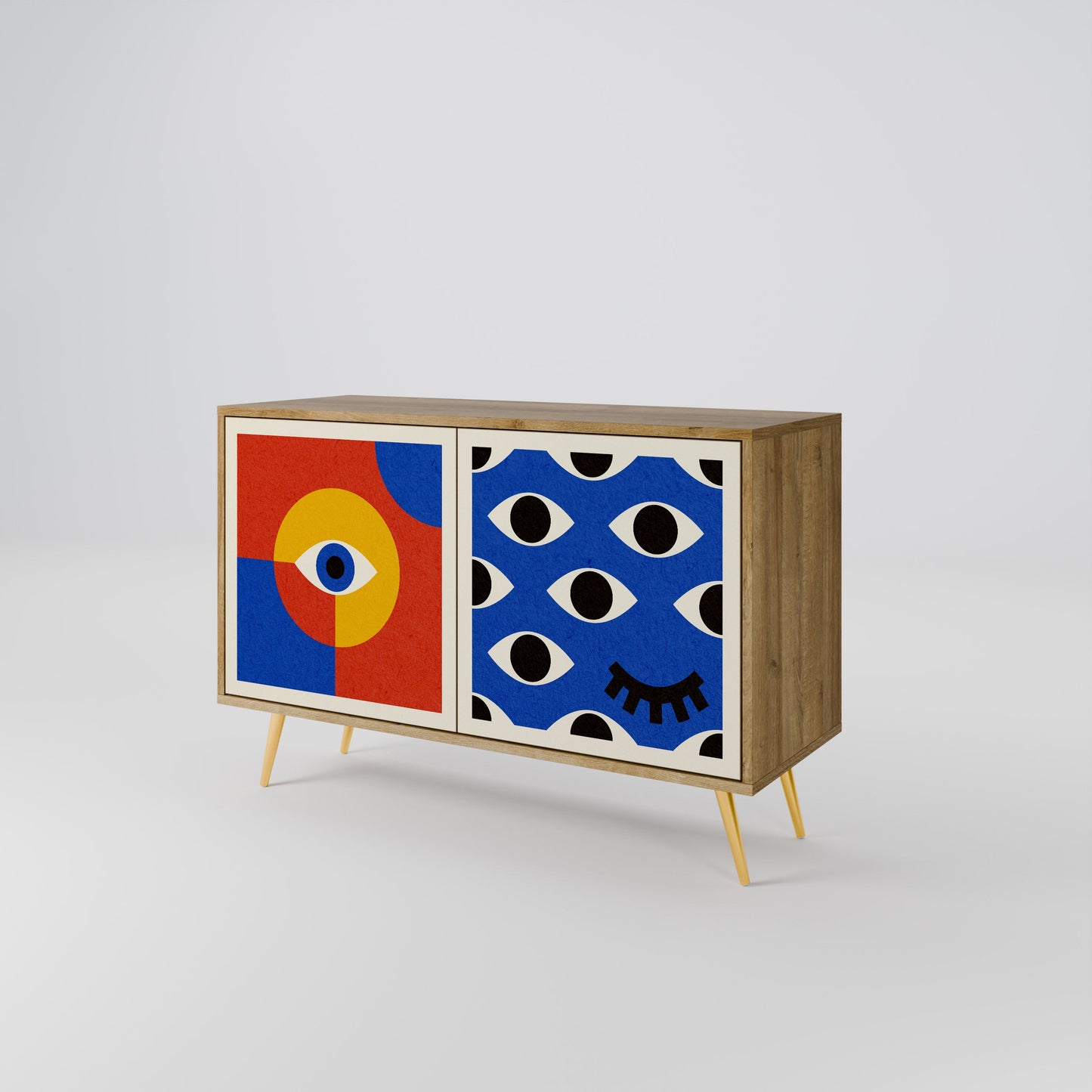 Credenza a 2 ante GEOMETRIC EYES in effetto rovere