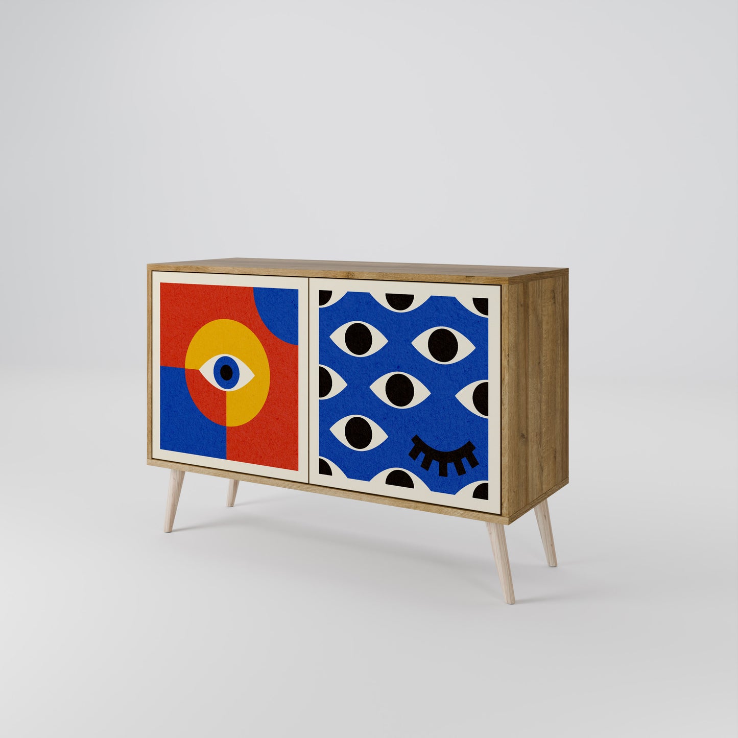 Credenza a 2 ante GEOMETRIC EYES in effetto rovere