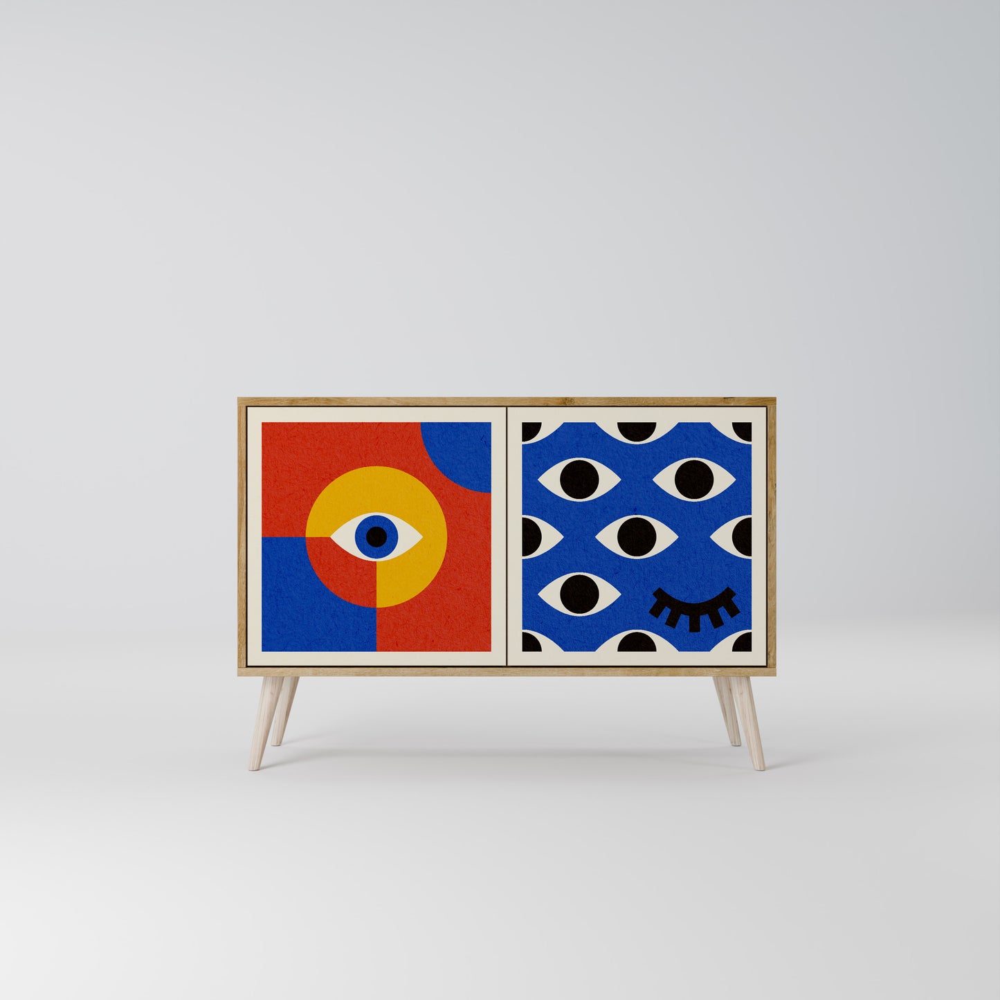 Credenza a 2 ante GEOMETRIC EYES in effetto rovere