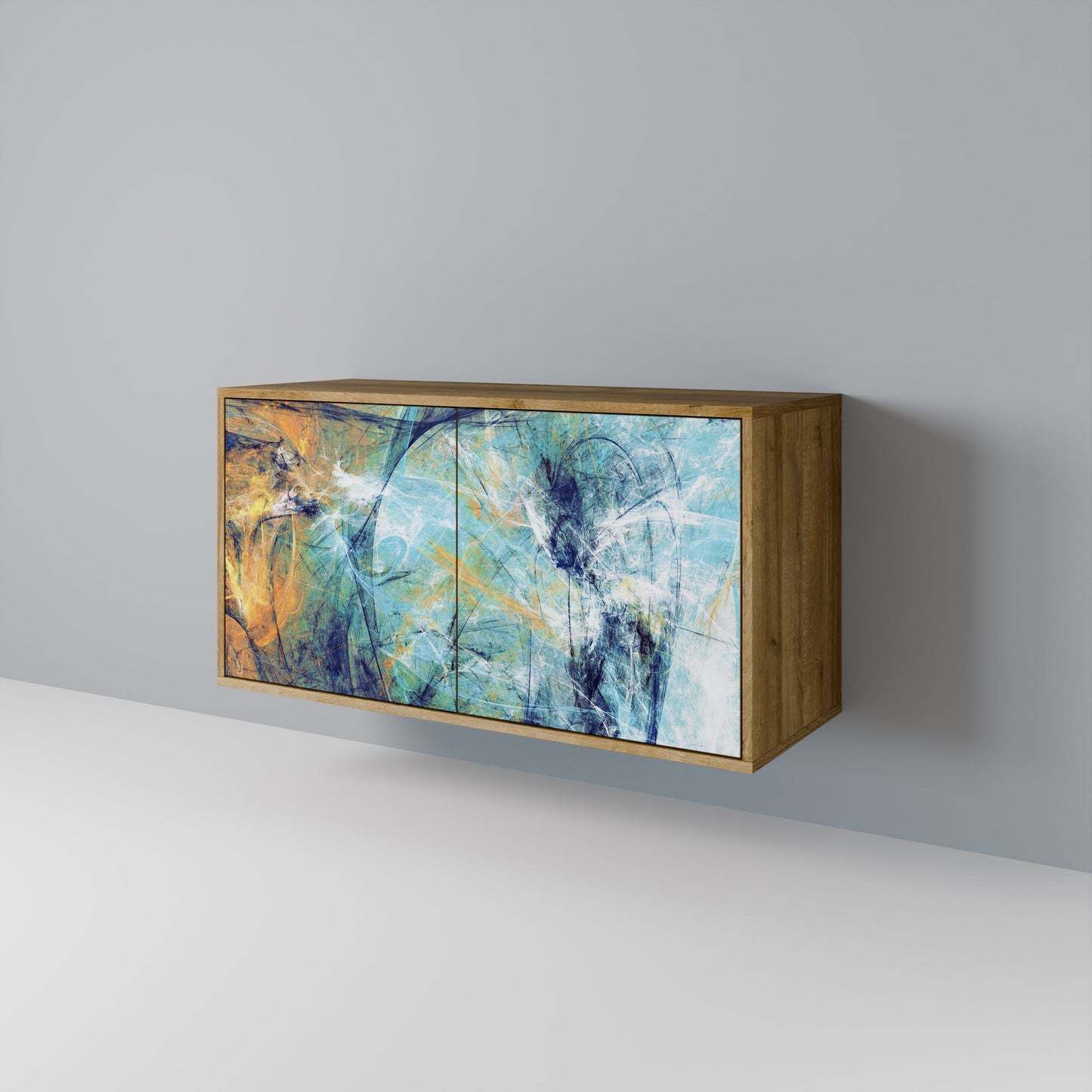 Credenza a 2 ante PENSIERI ASTRATTE in effetto rovere