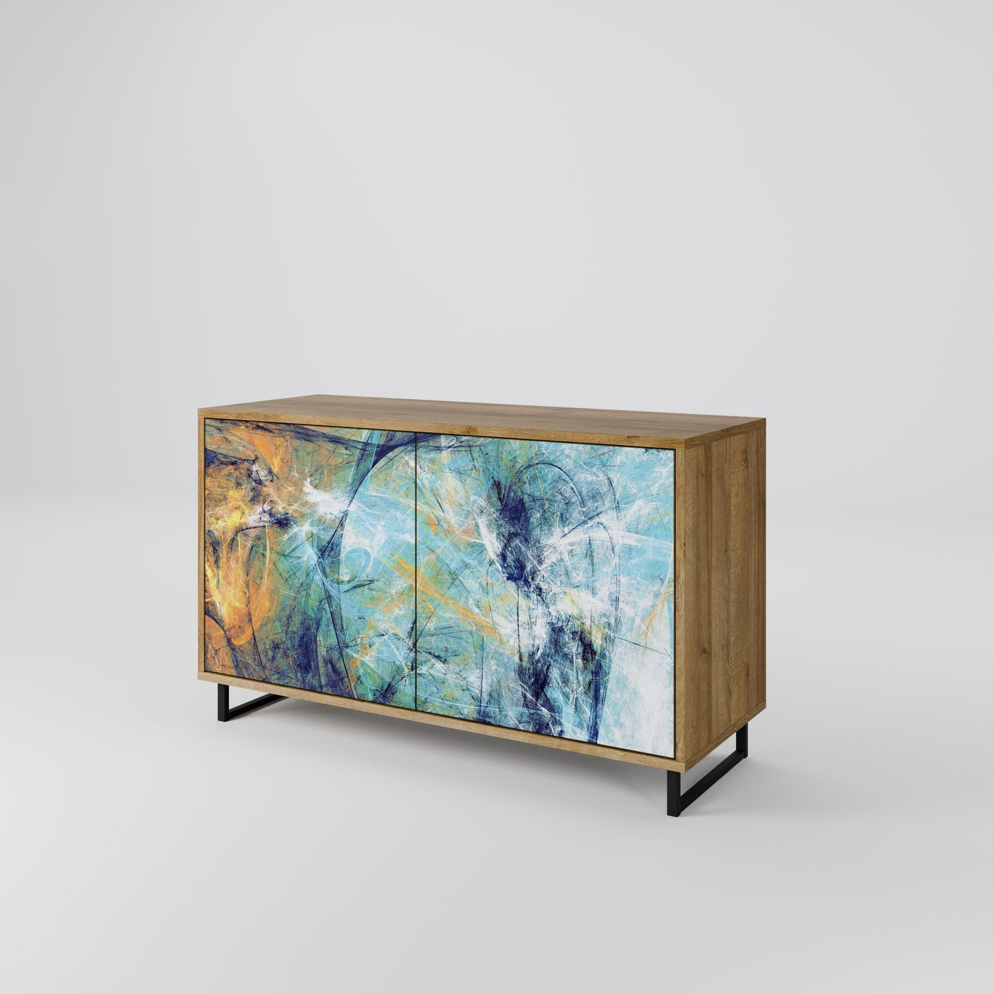 Credenza a 2 ante PENSIERI ASTRATTE in effetto rovere
