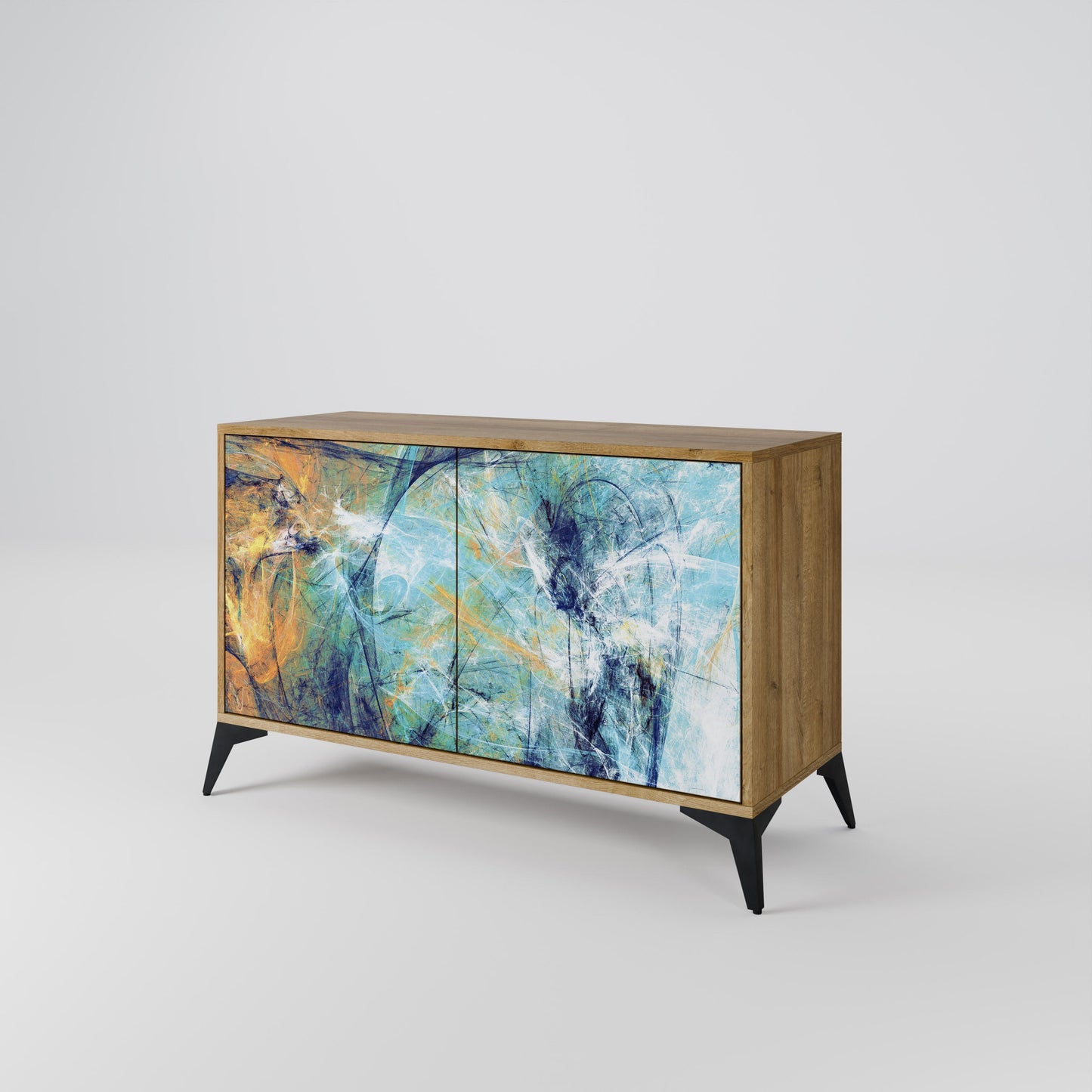 Credenza a 2 ante PENSIERI ASTRATTE in effetto rovere