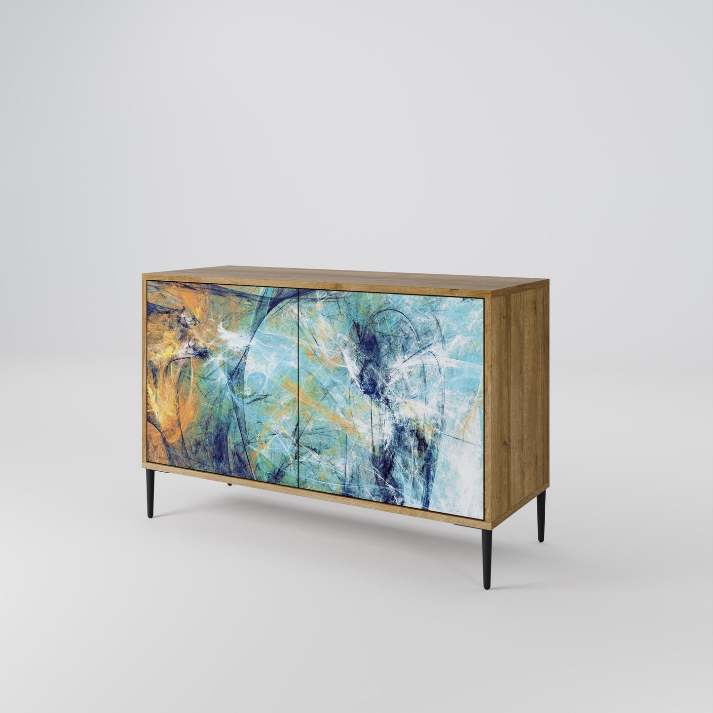 Credenza a 2 ante PENSIERI ASTRATTE in effetto rovere