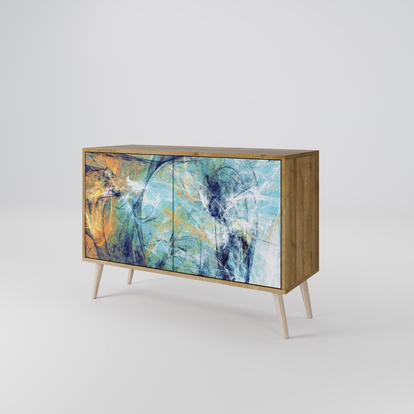 Credenza a 2 ante PENSIERI ASTRATTE in effetto rovere