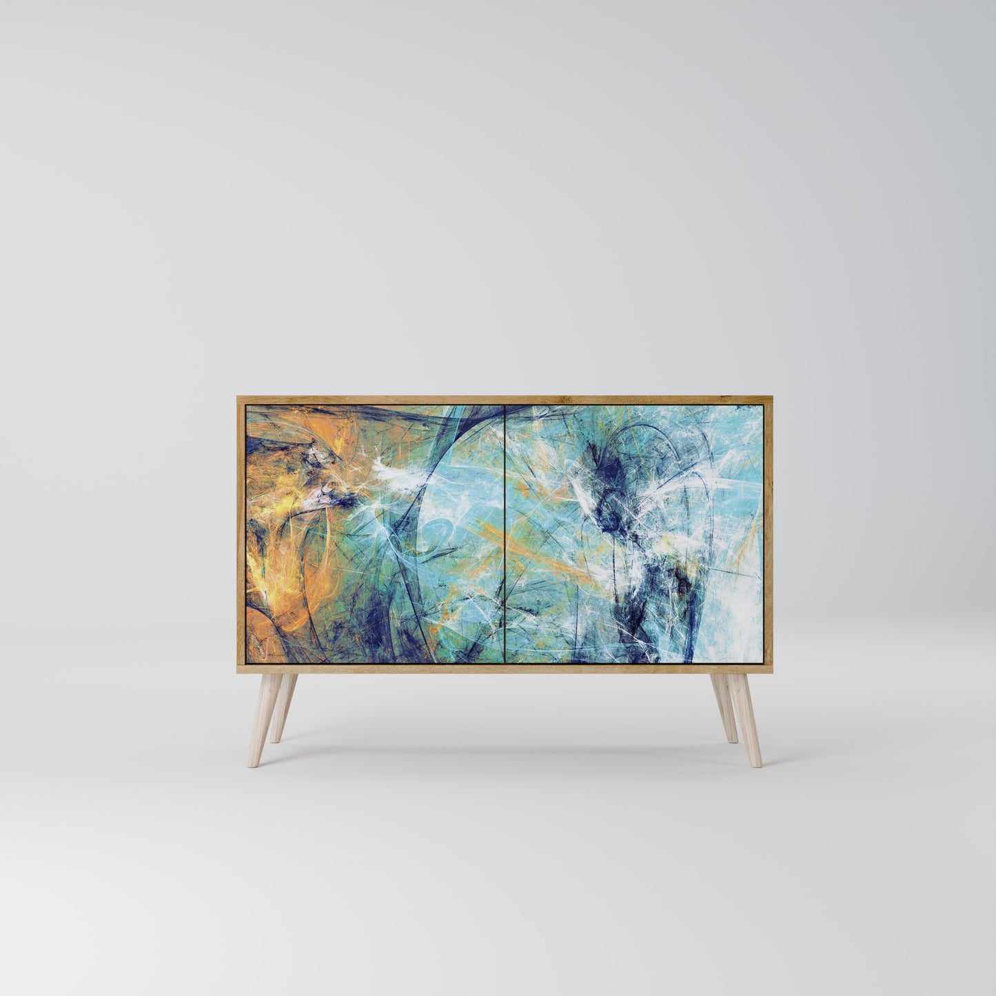Credenza a 2 ante PENSIERI ASTRATTE in effetto rovere