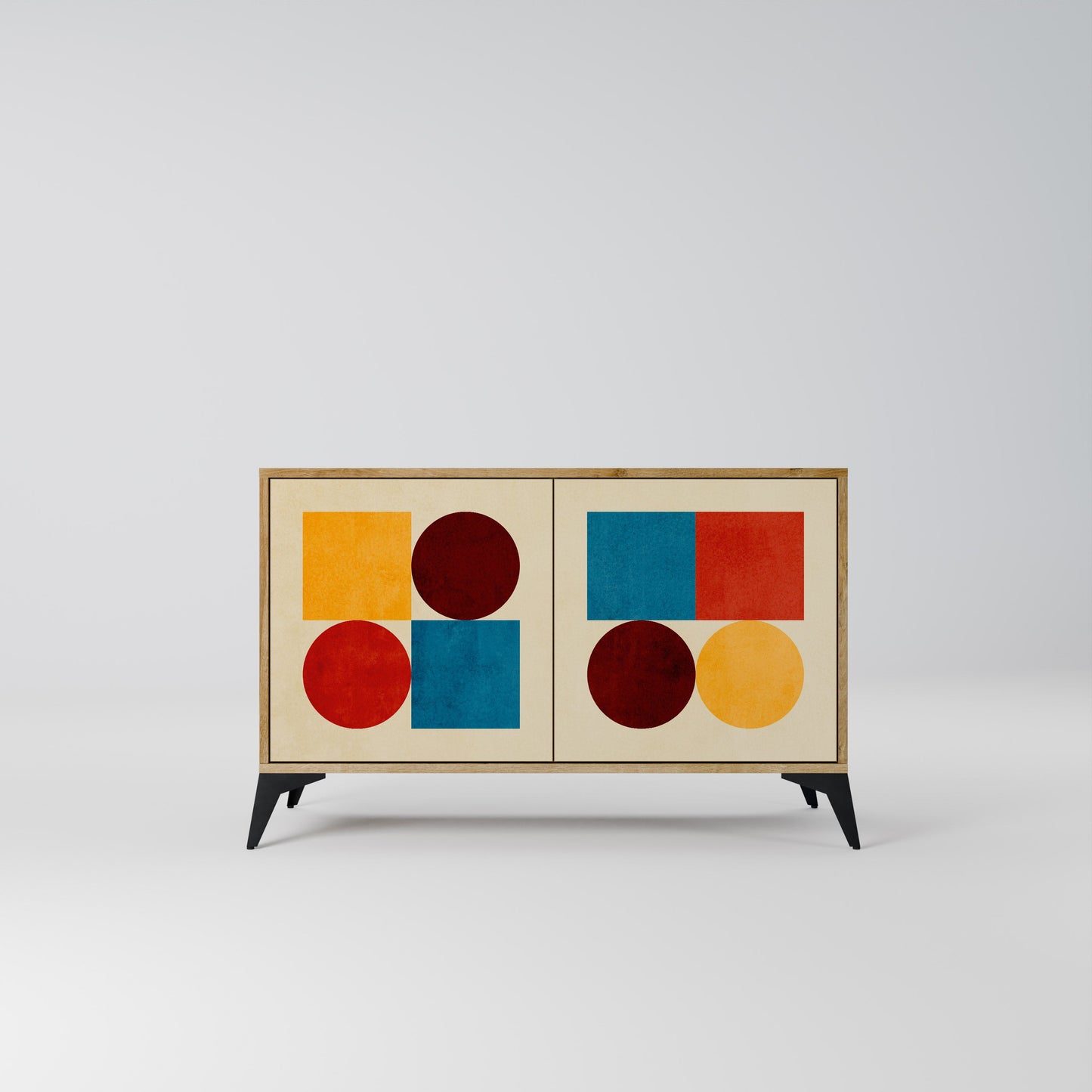Credenza a 2 ante GEOMETRIC PUZZLE in effetto rovere