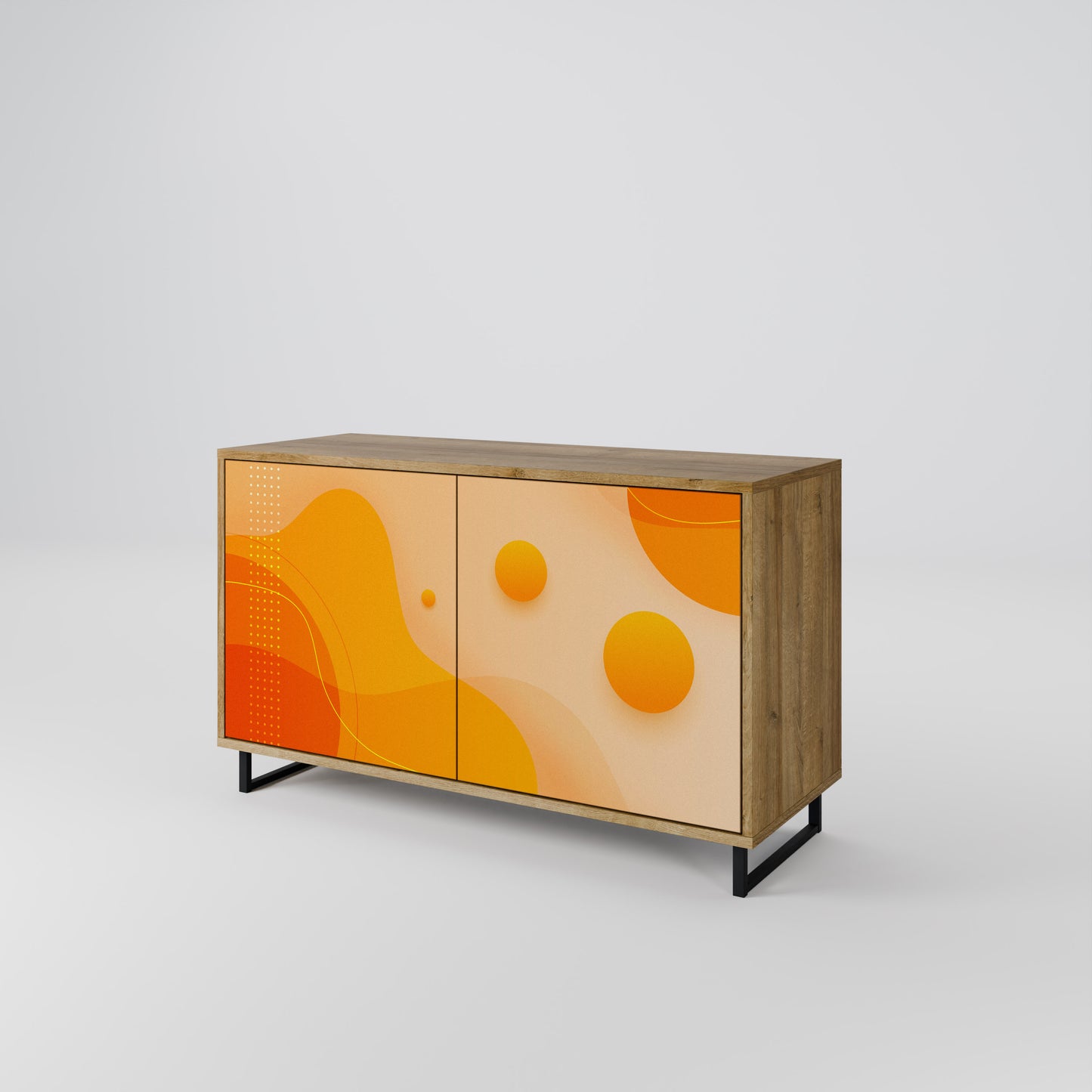 Credenza a 2 ante ORANGE ARRANGEMENT in effetto rovere