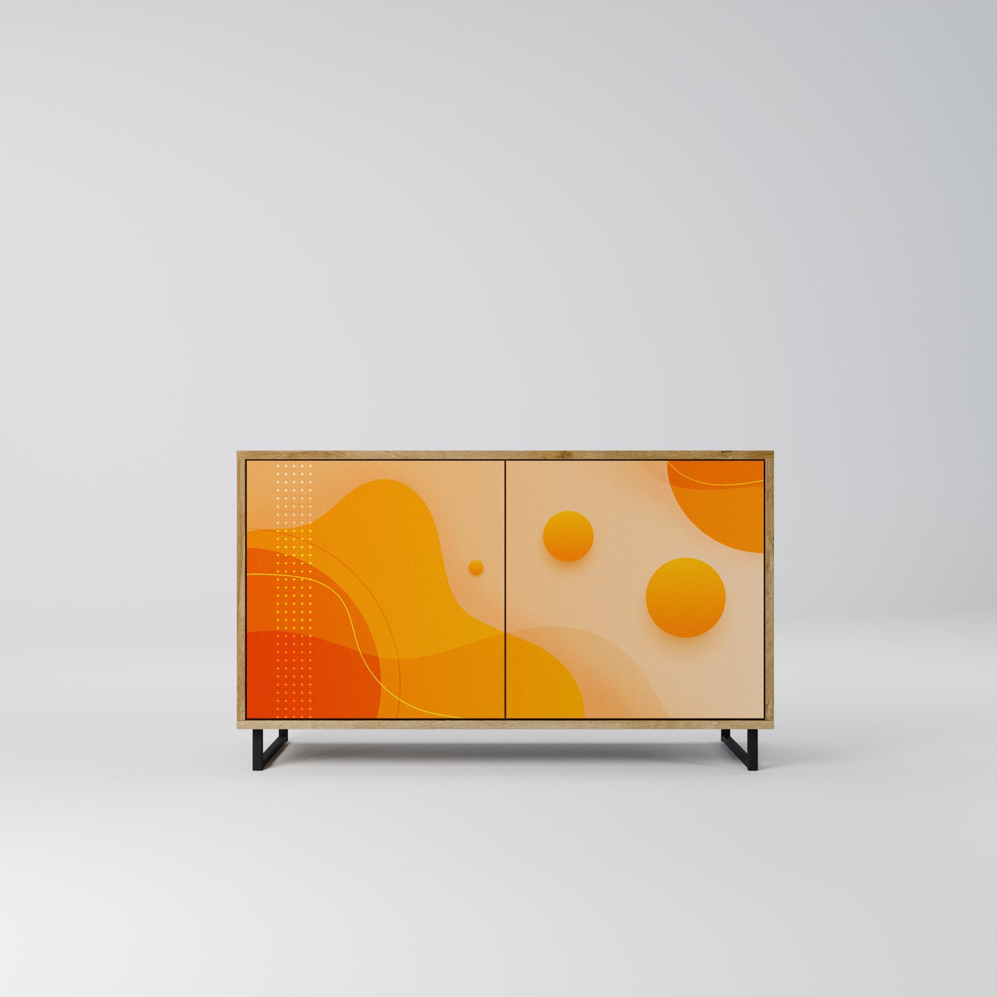 Credenza a 2 ante ORANGE ARRANGEMENT in effetto rovere