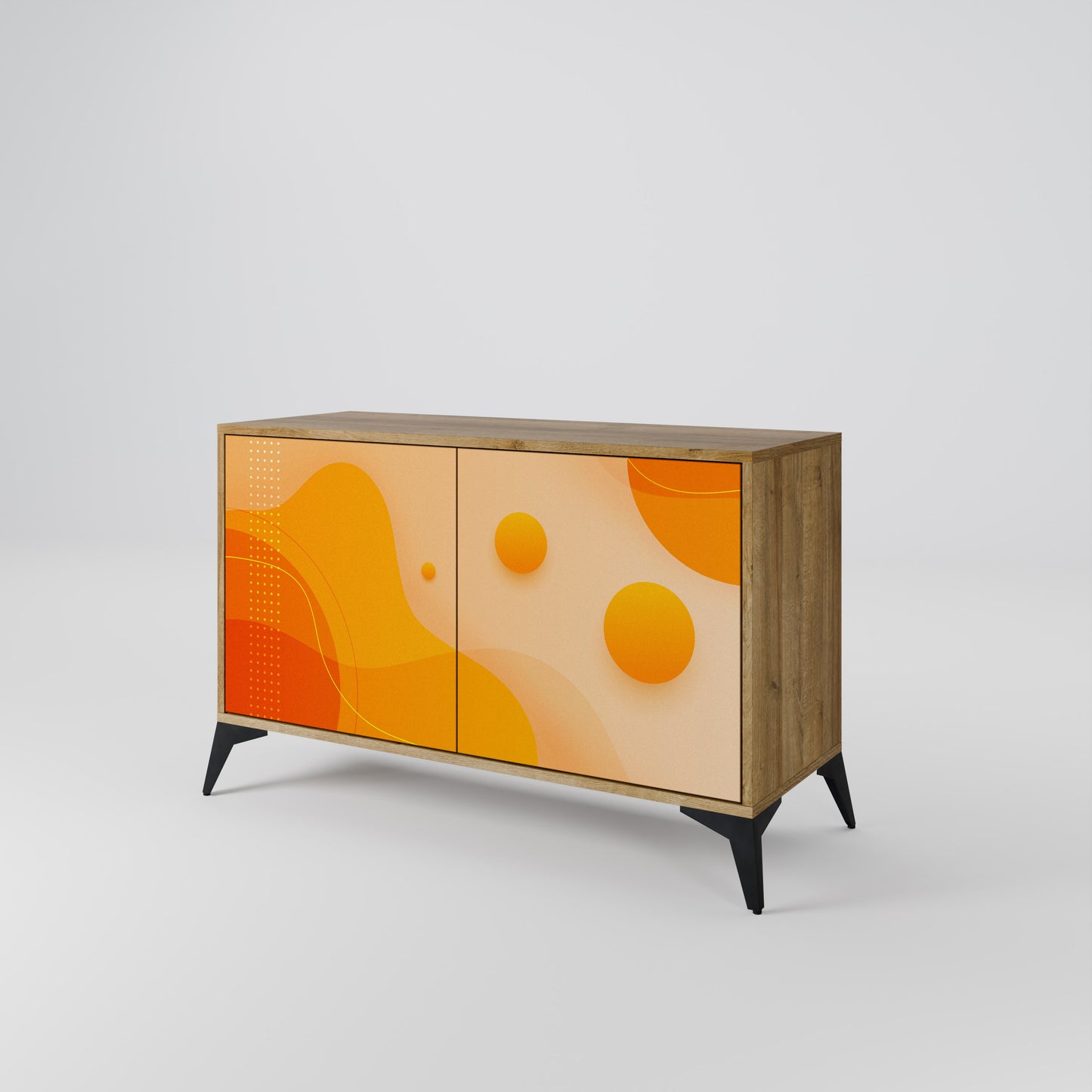 Credenza a 2 ante ORANGE ARRANGEMENT in effetto rovere