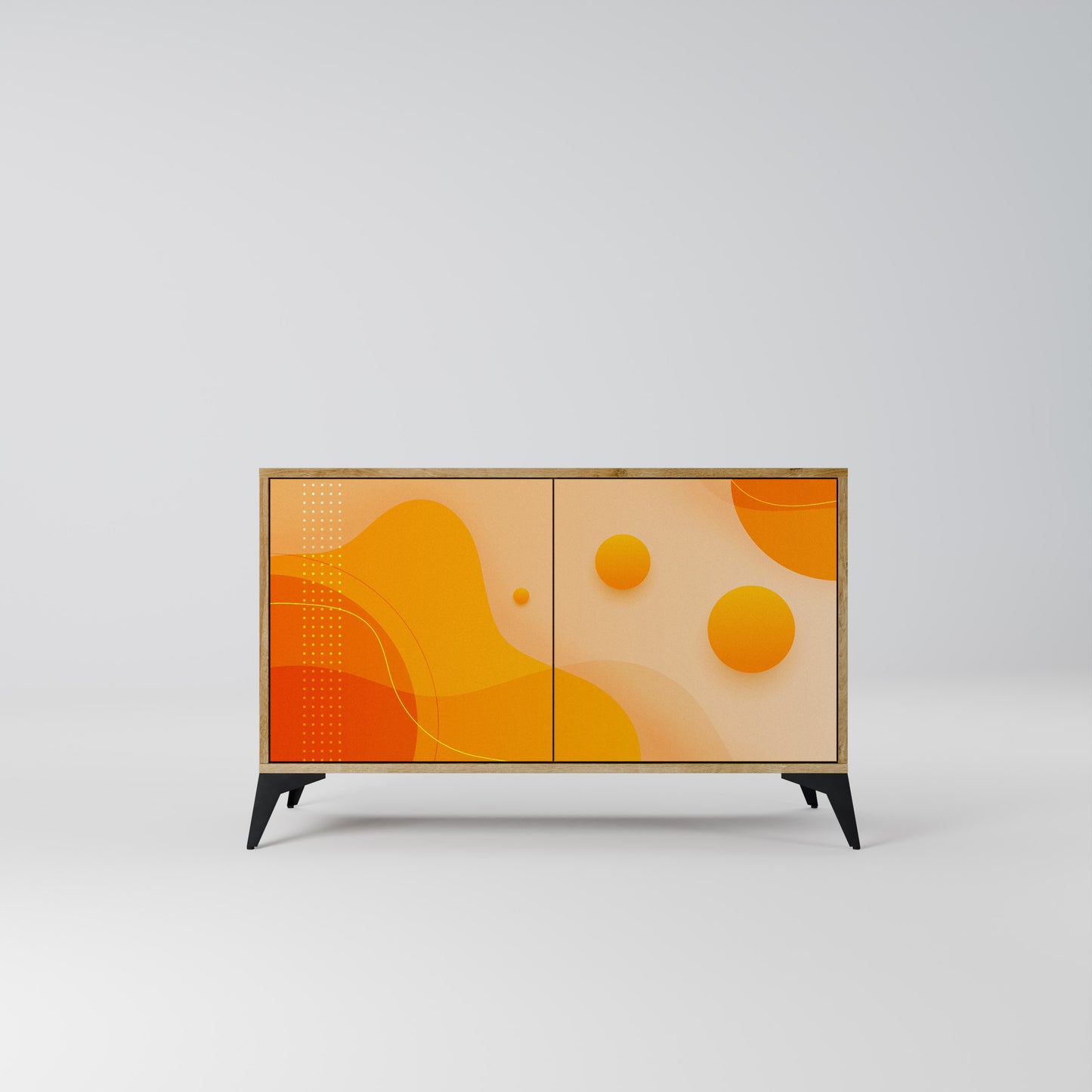 Credenza a 2 ante ORANGE ARRANGEMENT in effetto rovere