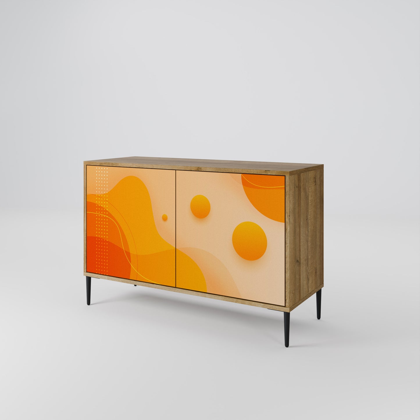 Credenza a 2 ante ORANGE ARRANGEMENT in effetto rovere