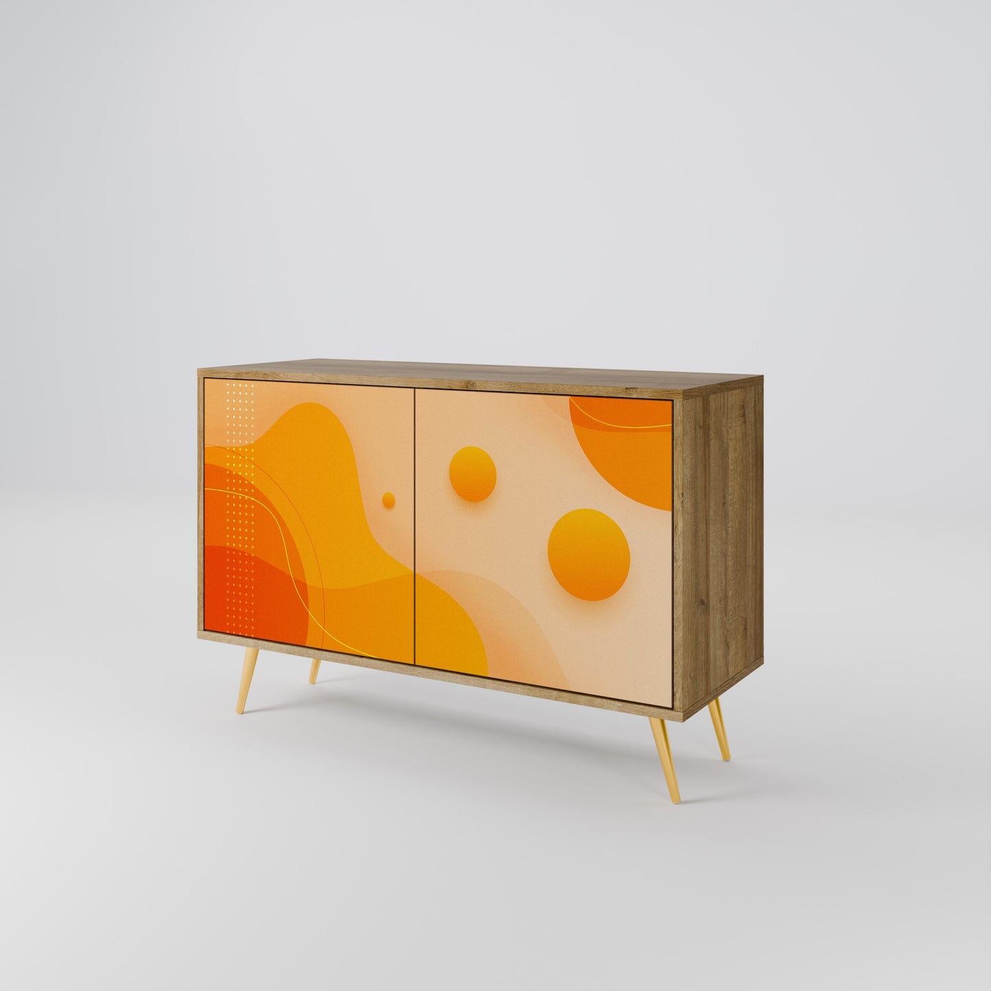 Credenza a 2 ante ORANGE ARRANGEMENT in effetto rovere