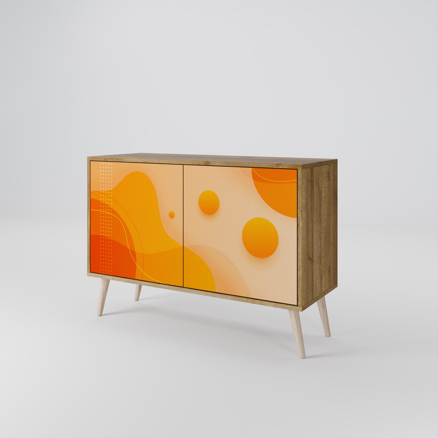Credenza a 2 ante ORANGE ARRANGEMENT in effetto rovere