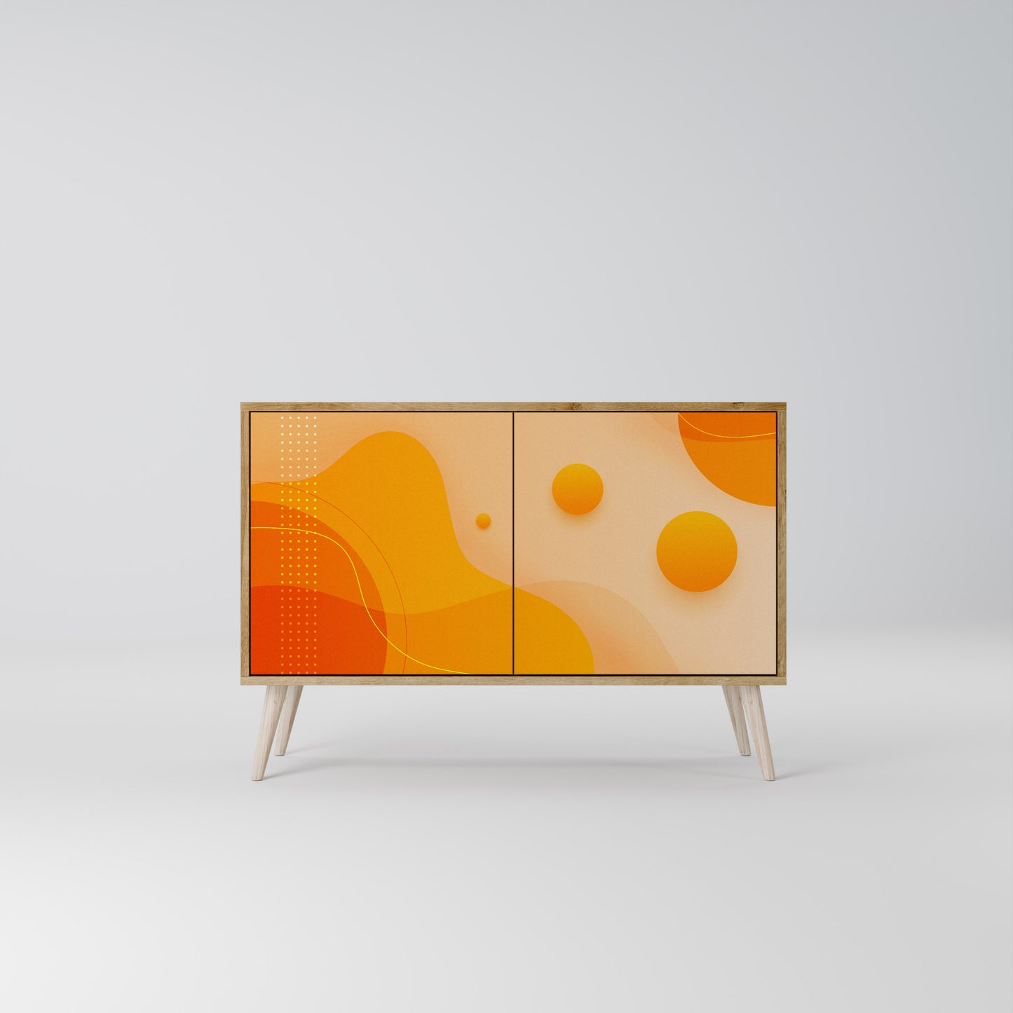 Credenza a 2 ante ORANGE ARRANGEMENT in effetto rovere