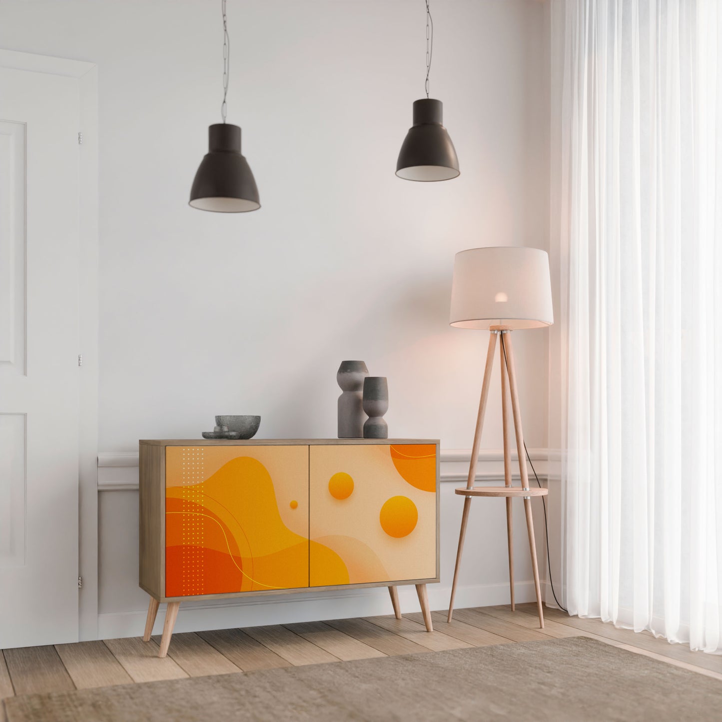 Credenza a 2 ante ORANGE ARRANGEMENT in effetto rovere