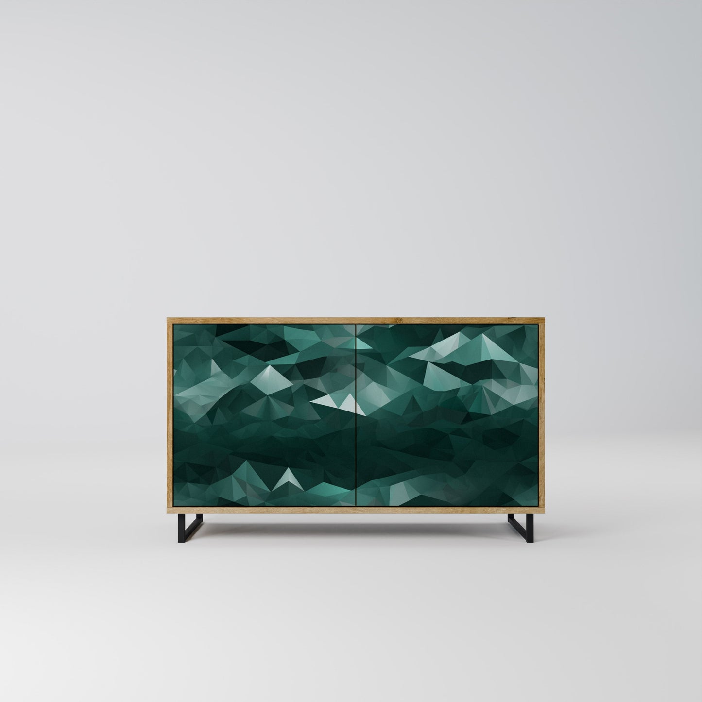 Credenza POLYGONALE FLUTTUANTE a 2 ante in effetto rovere